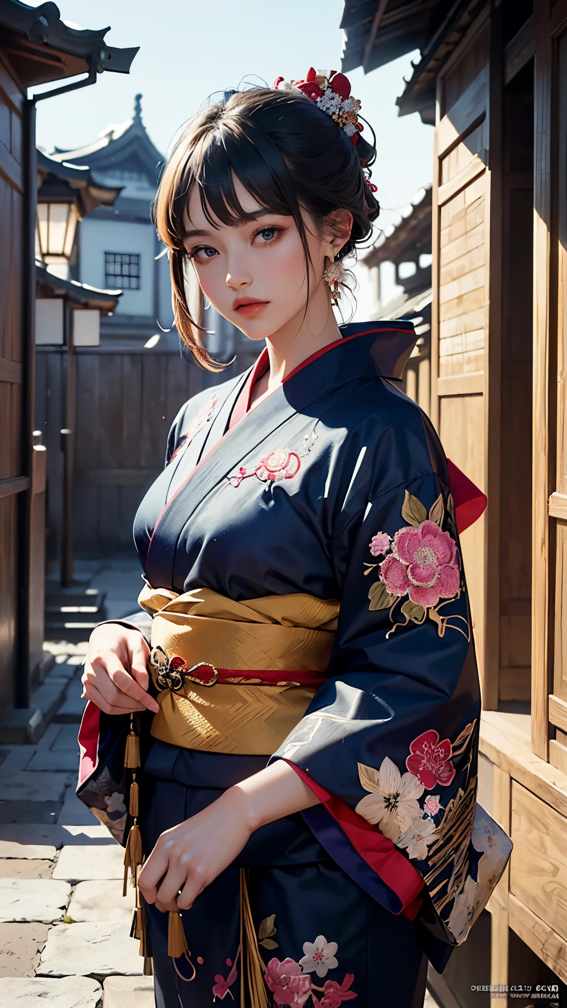 (masterpiece, top quality, best quality, official art, beautiful and aesthetic:1.2), (1girl),elaborate costume(Luxurious Japan kimono(Colorful kimono(detailed embroidery))), extreme detailed,(Fractal art),colorful,highest detailed,Mandala in the background