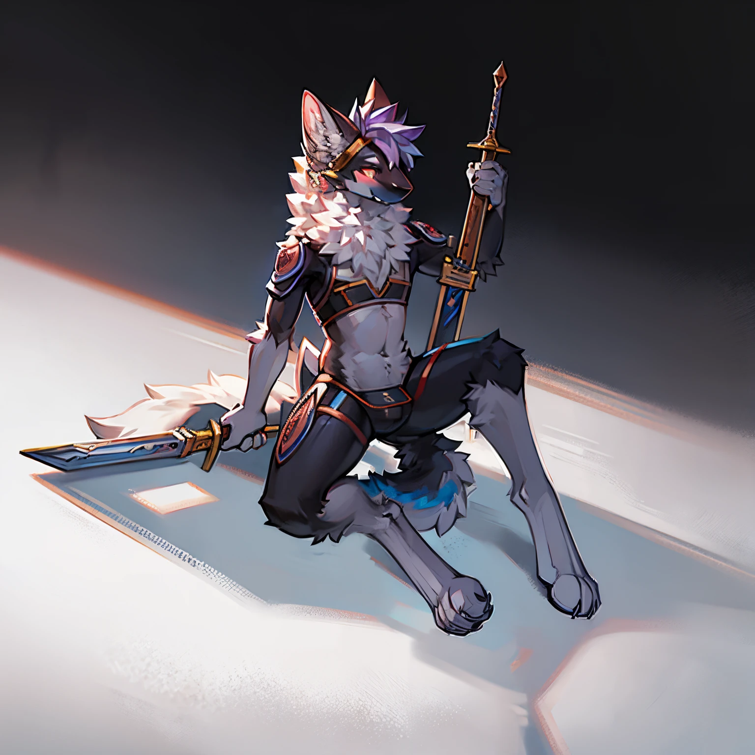 furry,Correct body and limbs,detailed full body,hold the sword