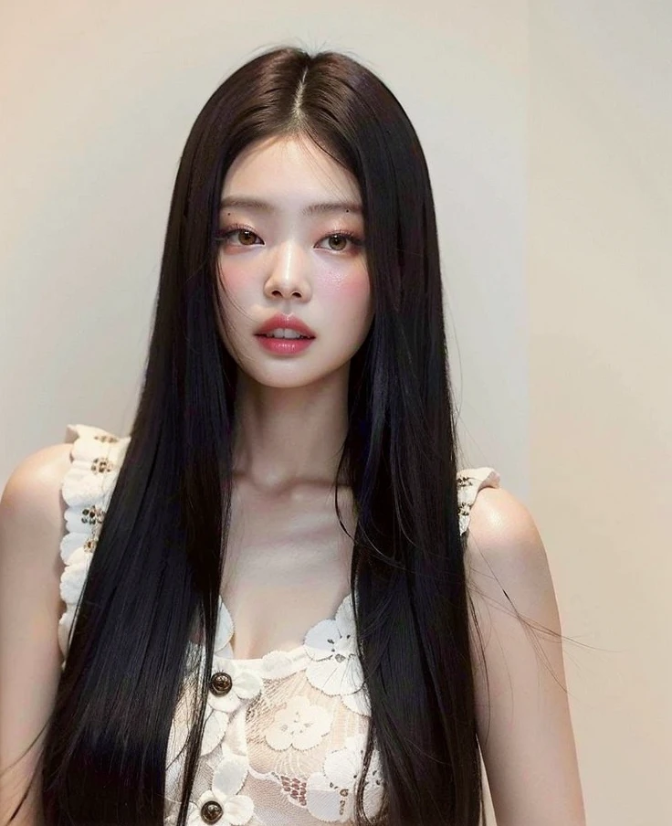 Mujer arafed con cabello largo y negro y un top blanco, El Corte Hime, Jaeyeon Nam, Peinado blanco de corte hime, Blackpink Jennie, con el pelo largo, Cabello negro Hime cortado, Jossi de Blackpink, Gongbi, Chiho Ashima, Sui Ishida con cabello negro, Heonhwa Choe, Jinyoung Shin, Estilo de Junji Ito