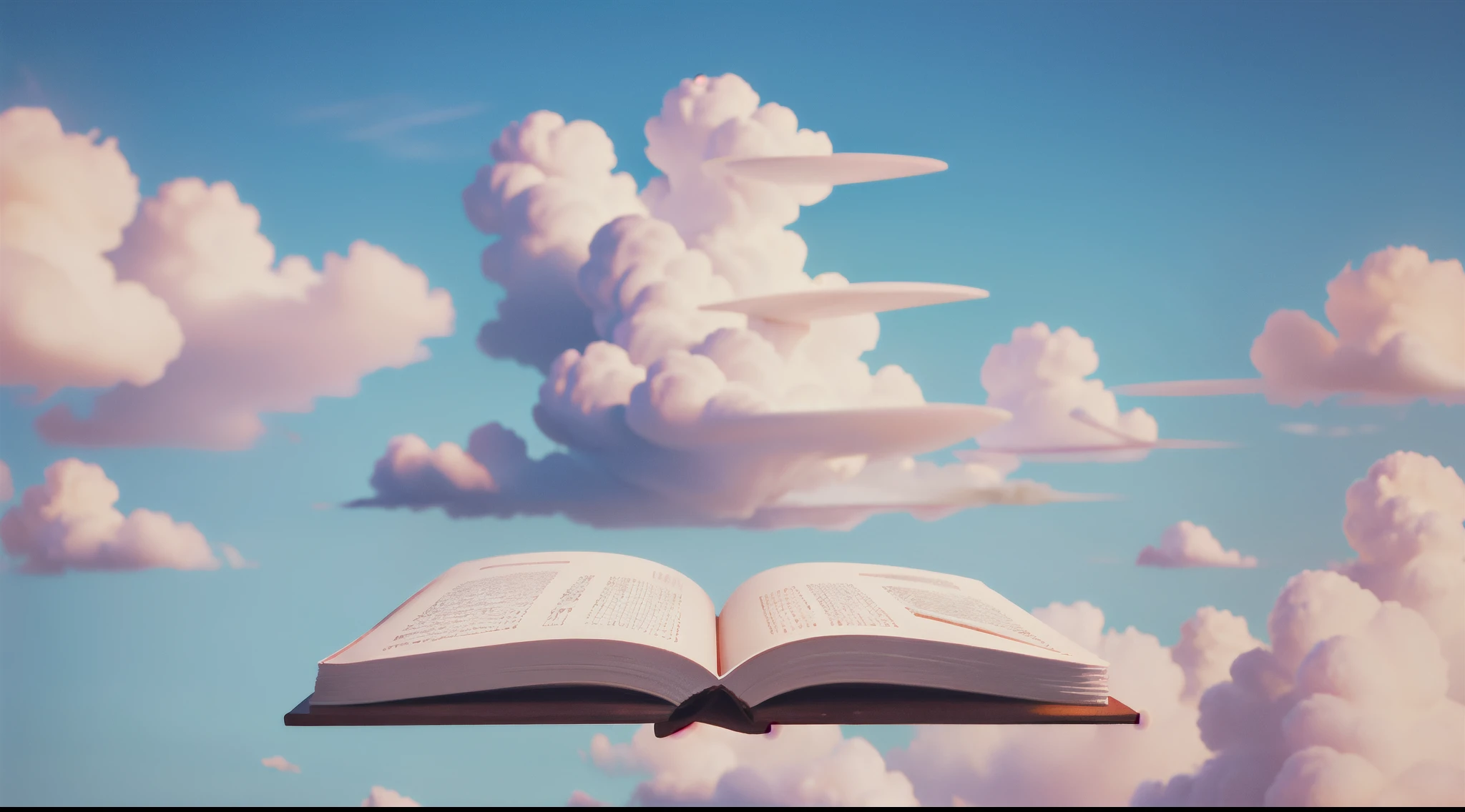 floating open book in the clouds