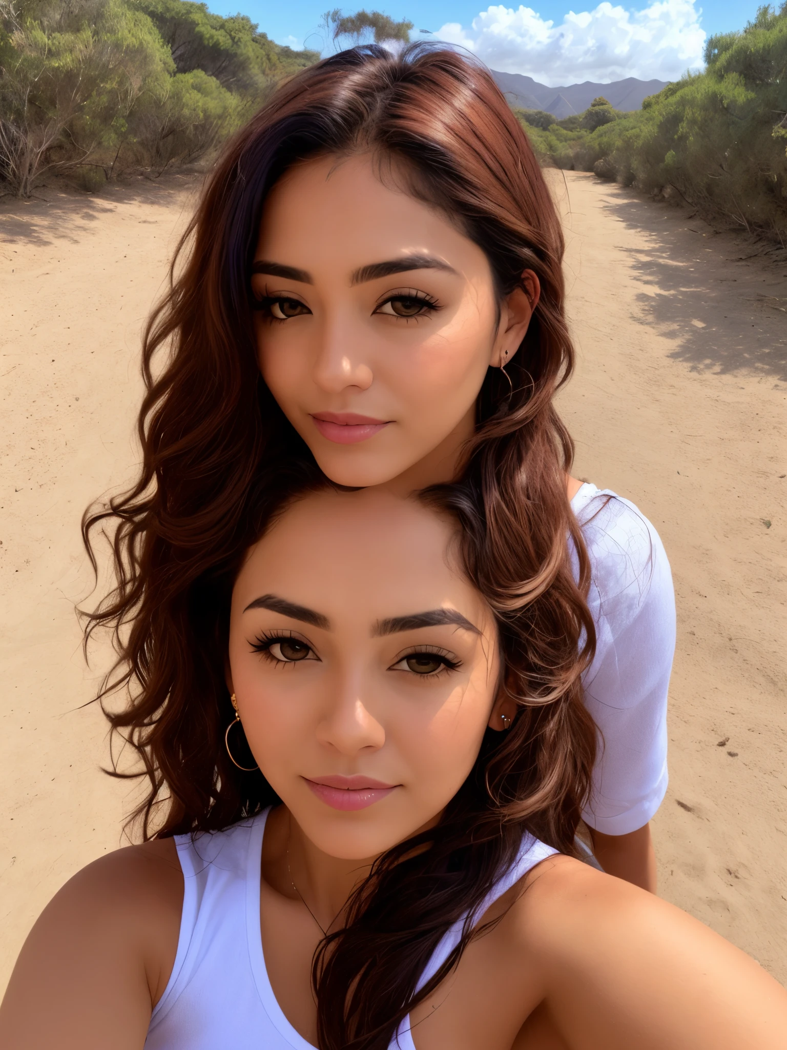 Mujer morena tomando una selfie