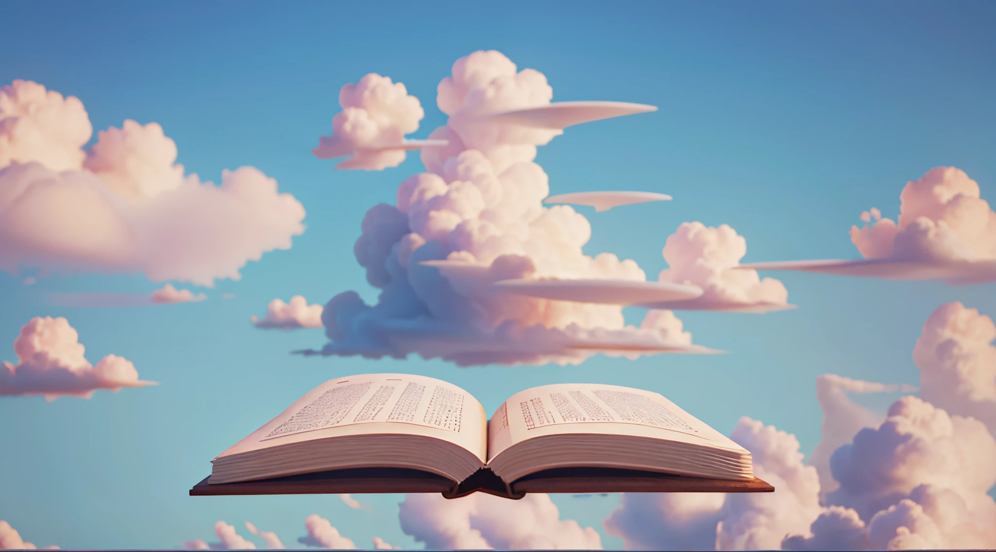floating open book in the clouds