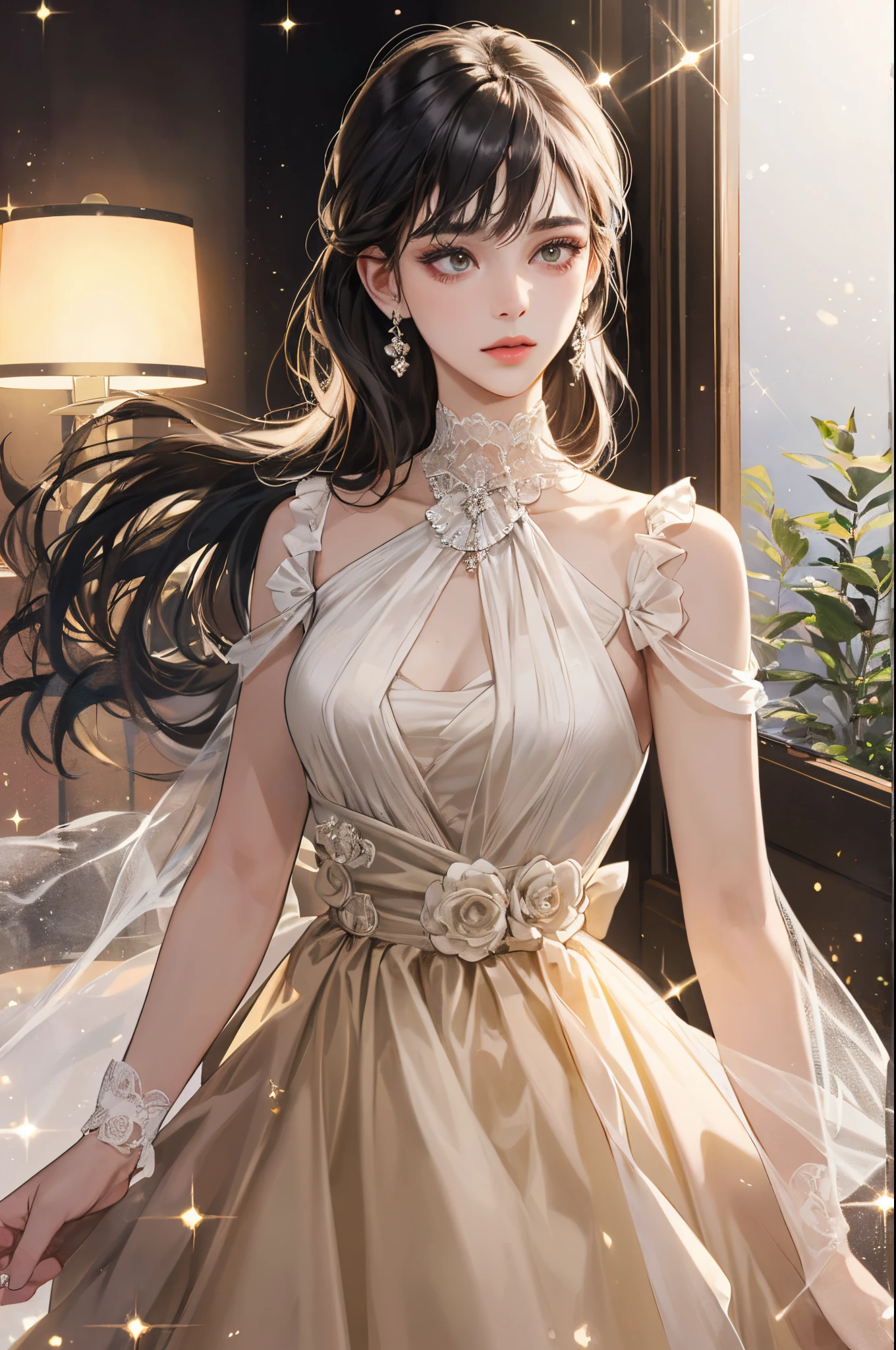 (detailed lips), (realistically:1.37), (Vibrant colors), (Studio lighting), (Focus sharp), (HighDynamicRange), (bokeh), (to contrast), (k hd:1.2), (Elegant), (gracefulness), (youthful), (luxury accessories), (sparkle eyes), (Radiant), (serene), (glowing), (like a dream), (dynamic), (gorgeous one), (sensitive), (drastic), (Complex), (everlasting), (dress nicely), (mistic), (Ethereal), (mistic), (flawless perfection), (Interesting), (unique), (tmasterpiece), (A high resolution), (Best quality, 4K, 8K), Alone, 18yo Girl.