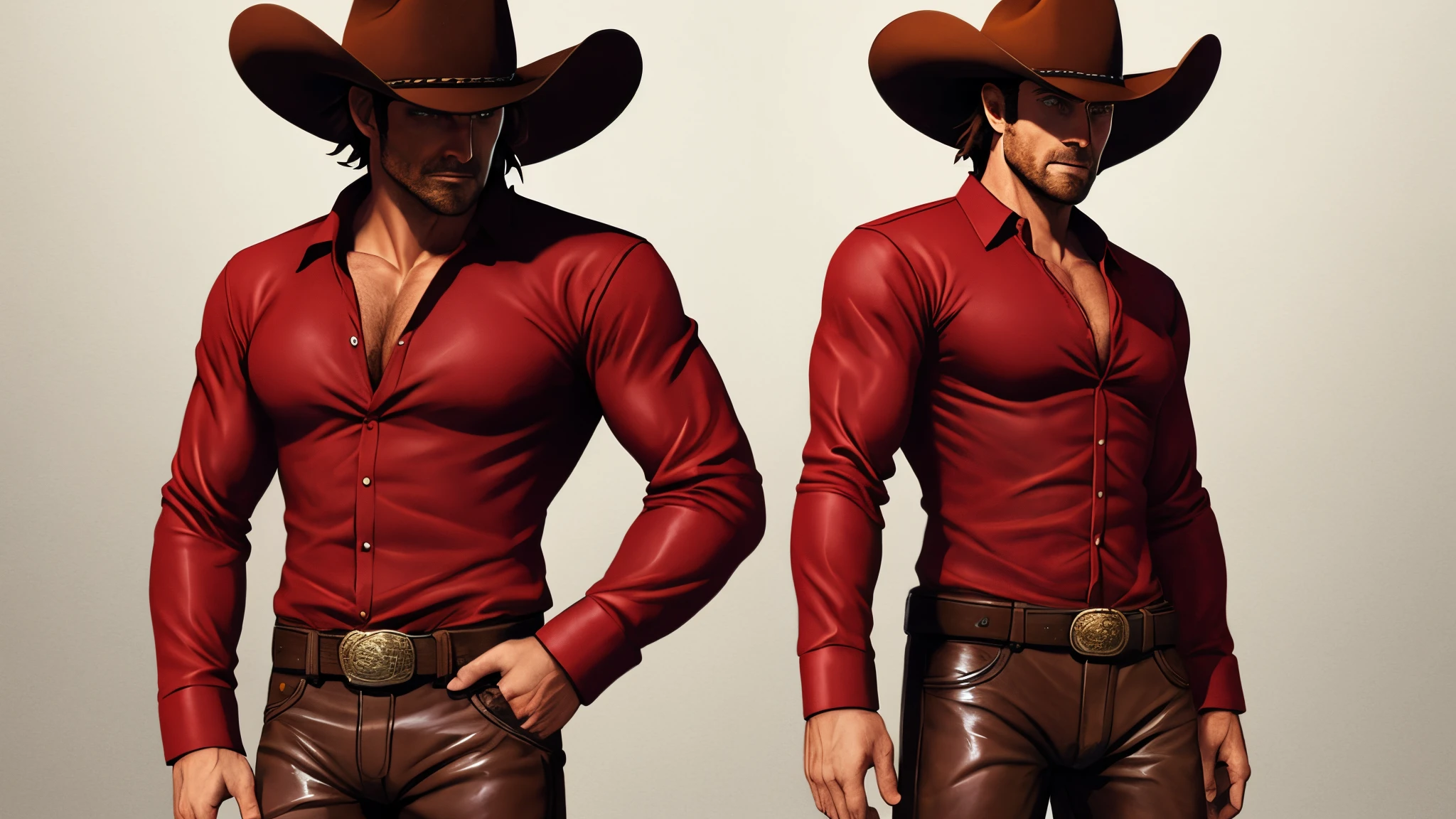 Simple cowboy in red outfit