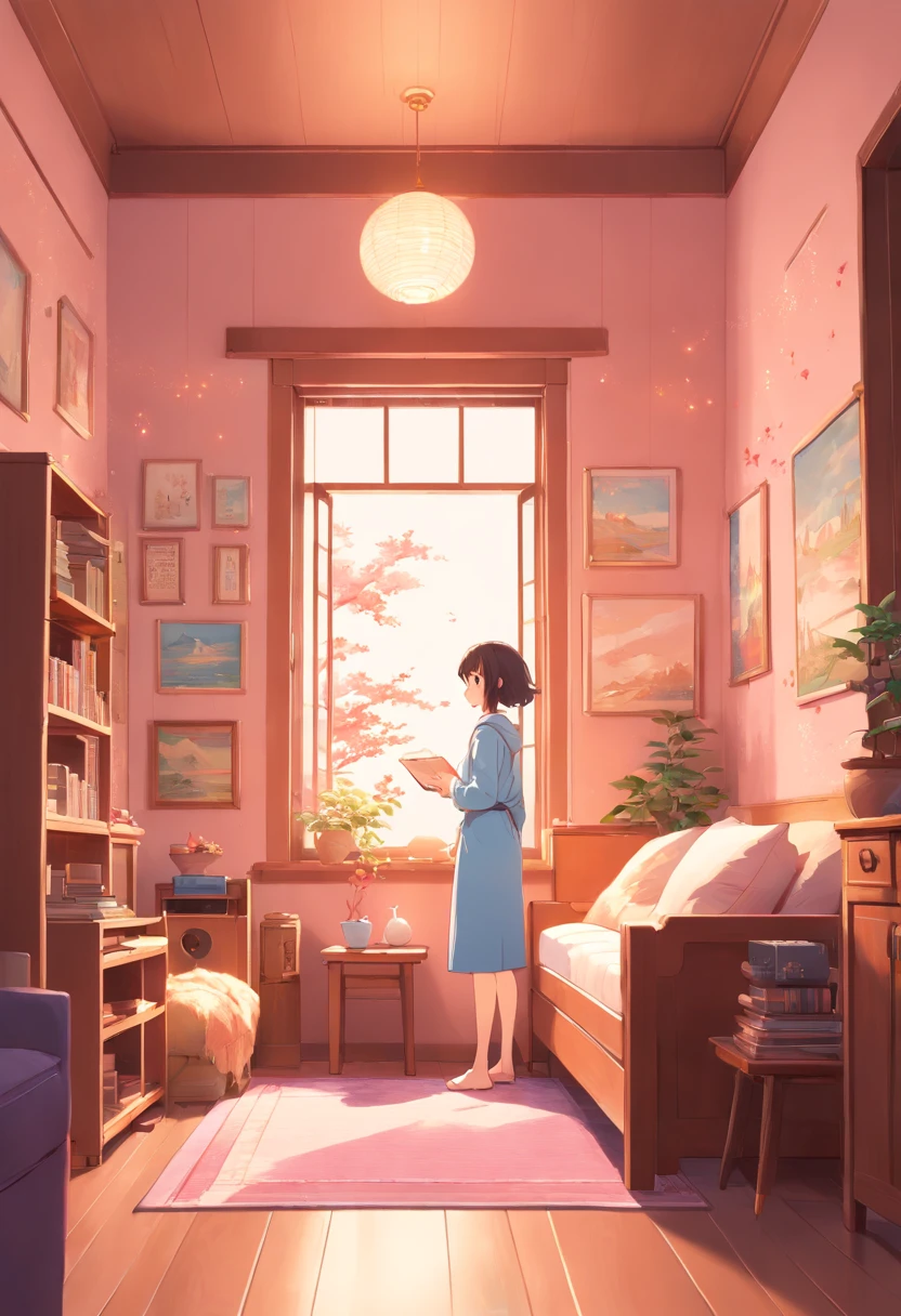 (Best Quality,4K,8K,hight resolution,masutepiece:1.2),。.。.3D,Pink pattern miniature bedroom with furniture, Detailed interior,miniature sculpture,terracotta,Anime Aesthetics,unbelievably beautiful,准确,detailed architectural drawings,Retro charm,Soft edges,Super detailed illustration style,star art group(Stars),romantic nostalgia,terracotta,voxel art,Eye-catching,Soft shadows,Yue Xiaofei style,Use screentones,like a story book,Cheng Yanjun'elegance