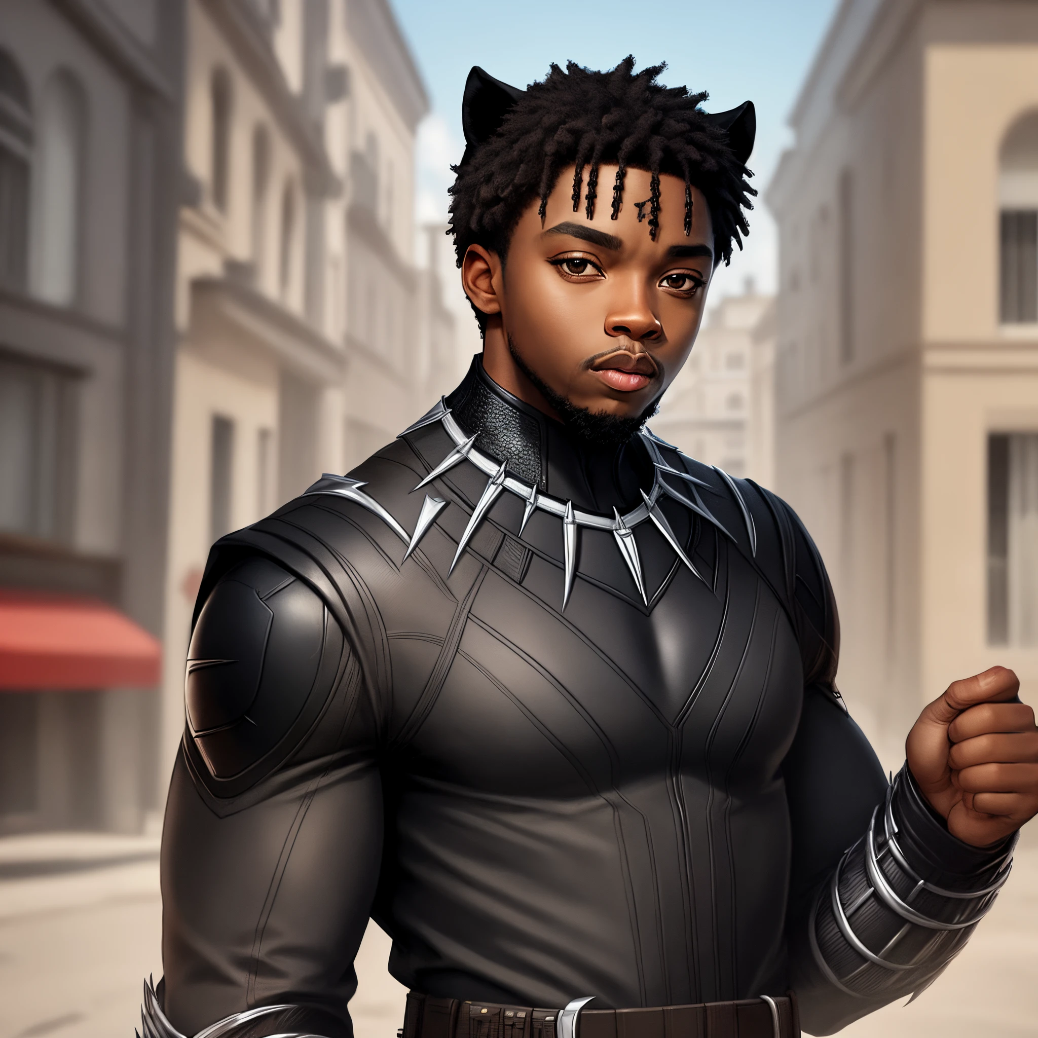 Black panther in designer clothes
