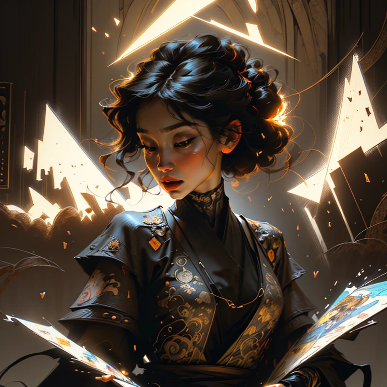 Fantasycore D&D landscape, special effects, arcane magic, Digital watercolor Illustration by JB, Waterhouse, Carne Griffiths, Minjae Lee, Ana Paula Hoppe, Stylized watercolor art, Intricate, Complex contrast, HDR, Sharp, soft Cinematic Volumetric lighting, vibrant deep colours, wide long shot, perfect utopian masterpiece, cubist painting, Neo-Cubism, layered overlapping geometry, art deco painting, Dribbble, geometric fauvism, layered geometric vector art, maximalism; V-Ray, Unreal Engine 5, angular oil painting, DeviantArt