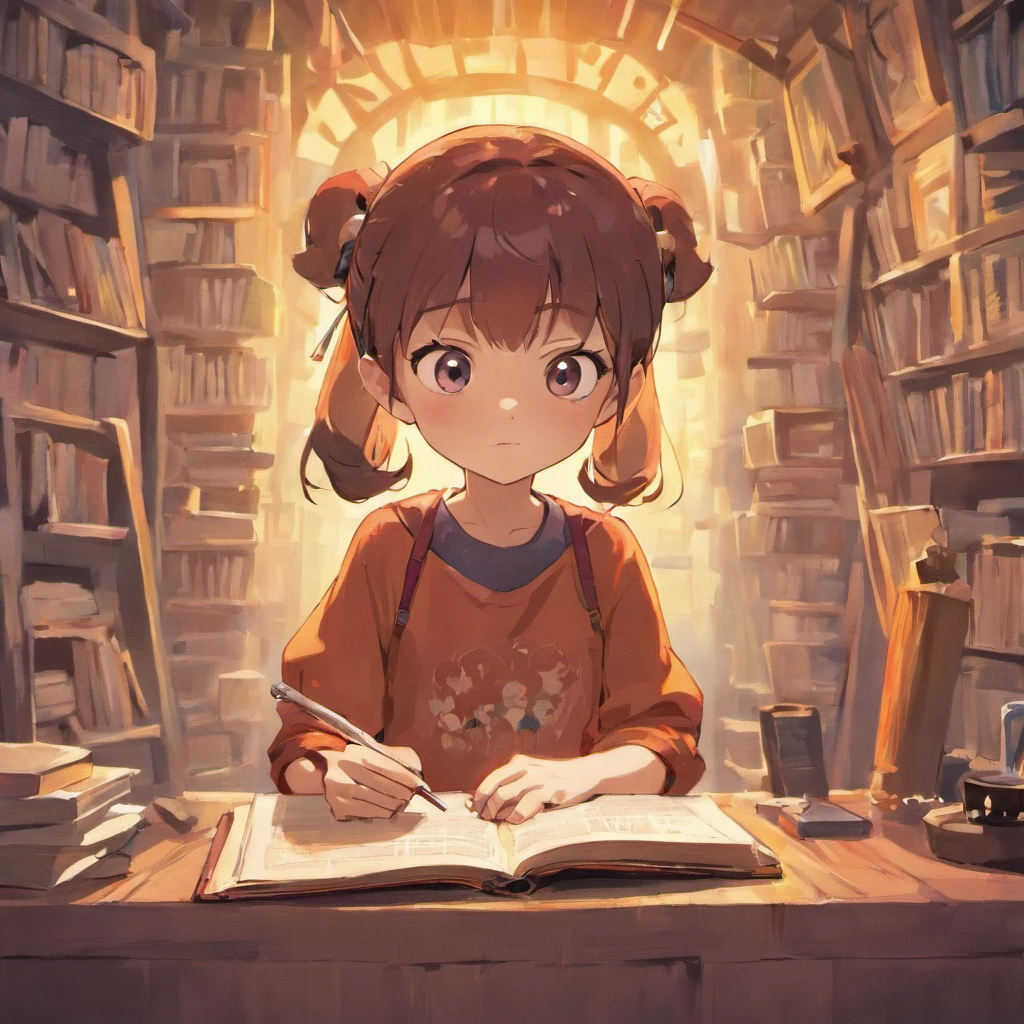 A child wearing headphones and reading a book, ::style pixar cartoon