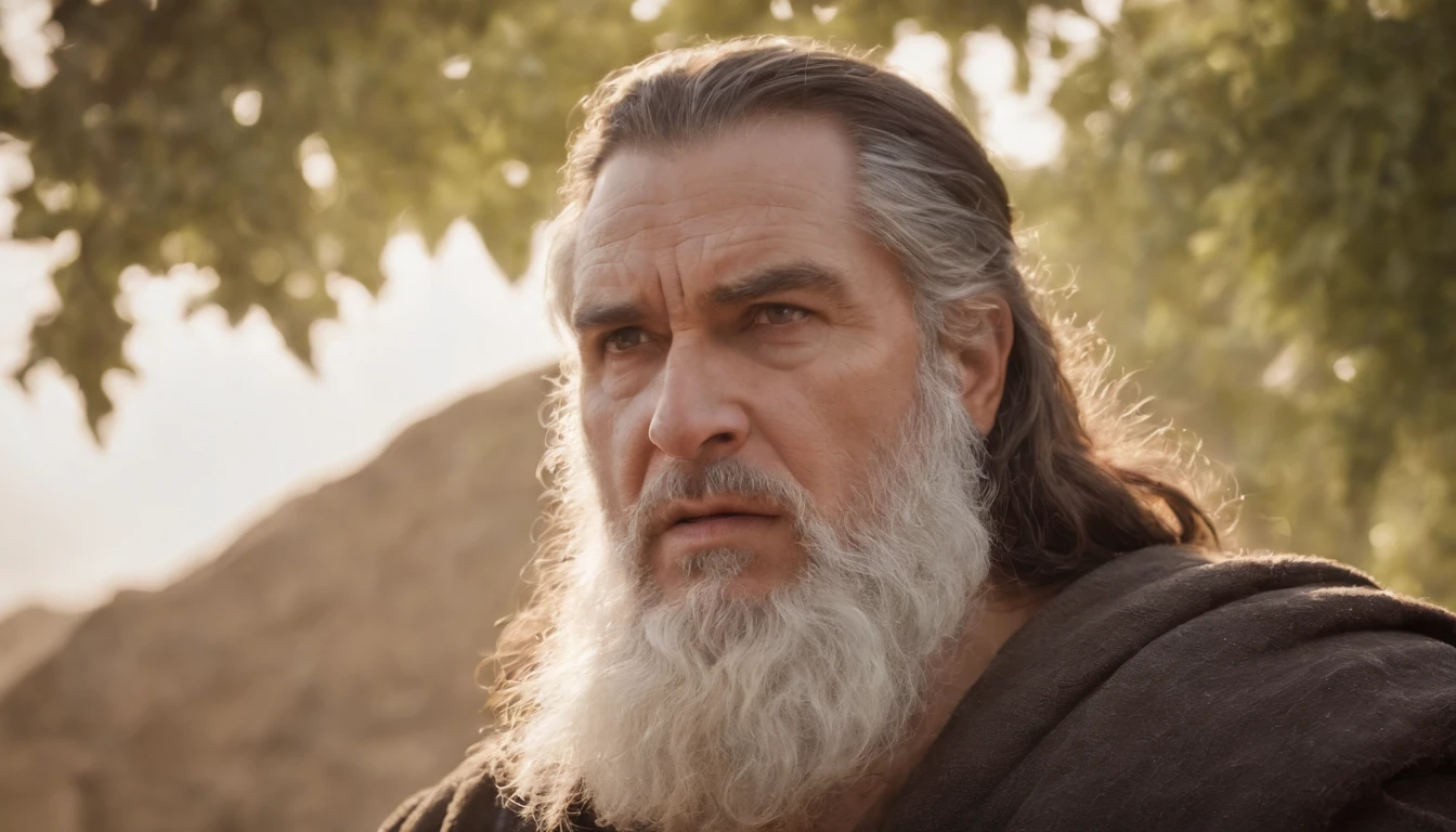 a pixa Disney cartoon  of biblical times,  an angry man looking towards heaven dressed like the bible times.