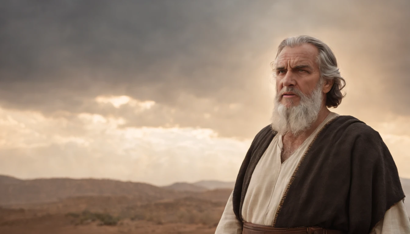 a pixa Disney cartoon of biblical times, a very angry man looking towards heaven dressed like the bible times.
