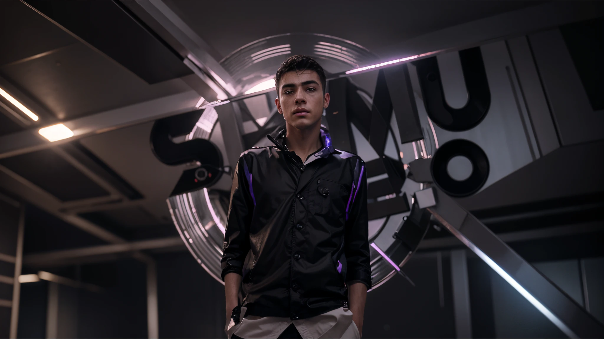 Change background cyberpunk handsome boy, realistic face ,8k ultra realistic.