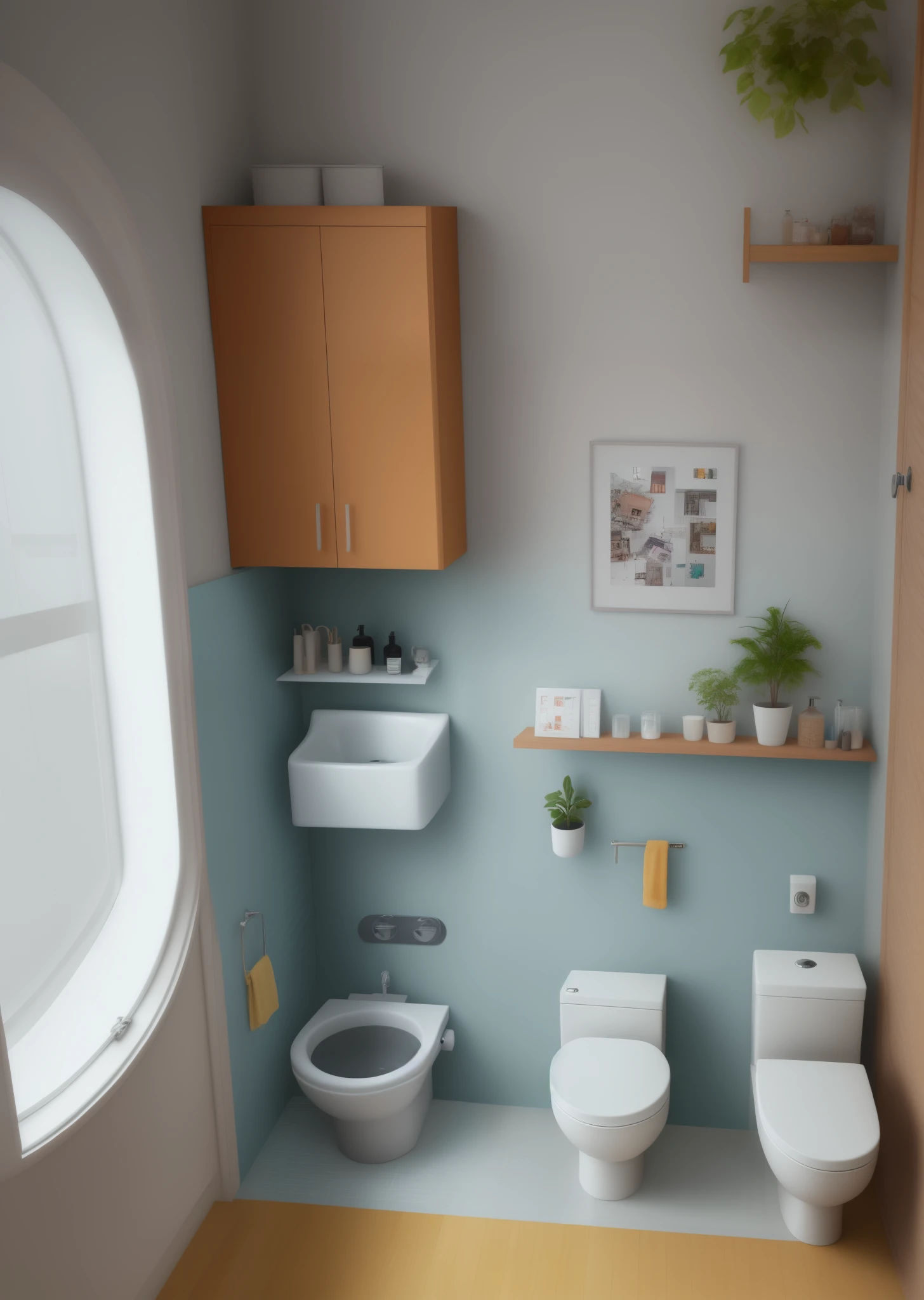 one-bedroom apartment with bathroom, open spaces and small terrace measuring 5 meters x 8.35 meters