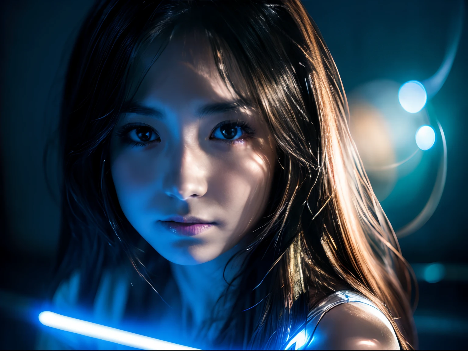 (masterpiece), (((black light art))), realistic, a girl is sitting