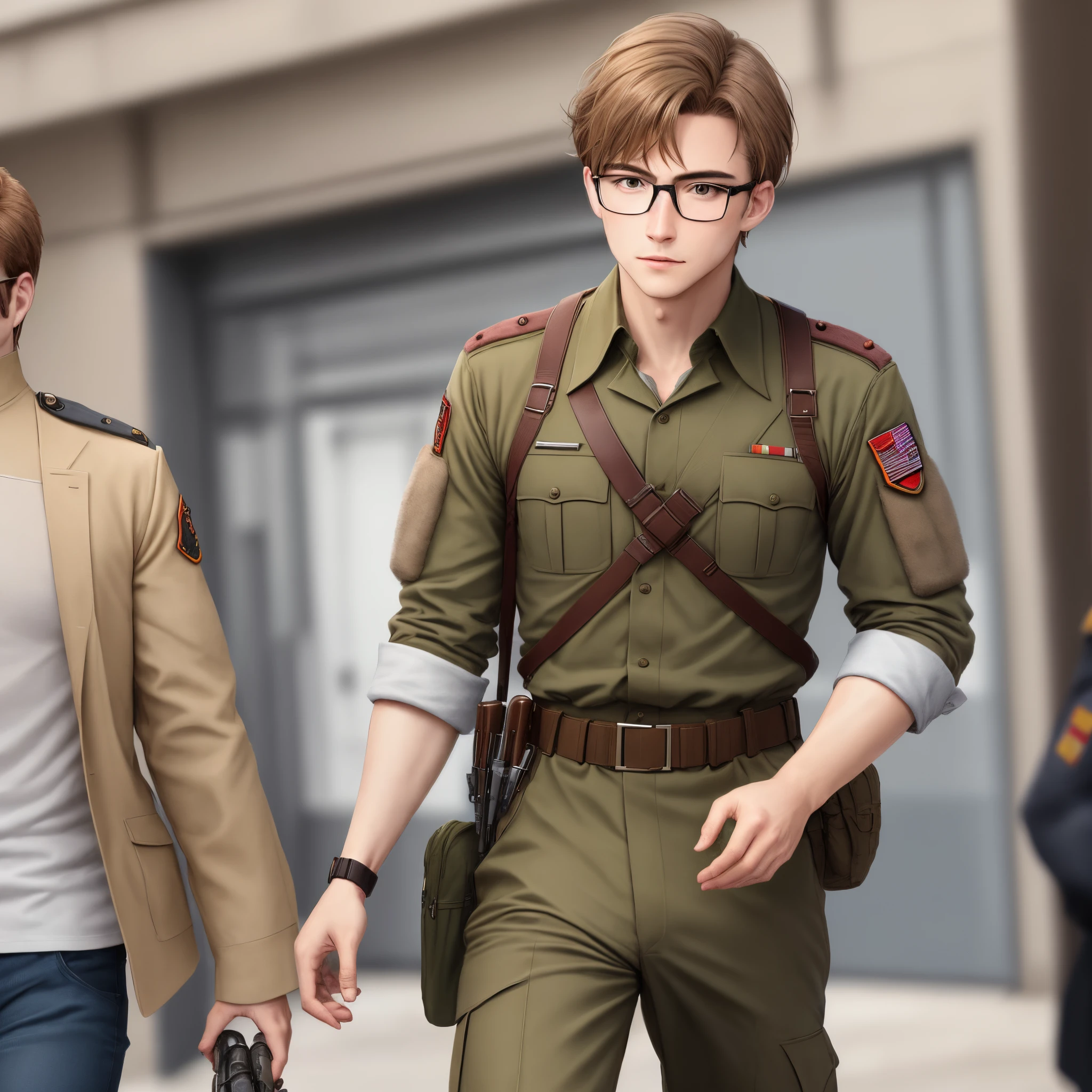 Man light brown hair soldier task force 141 wearing glasses