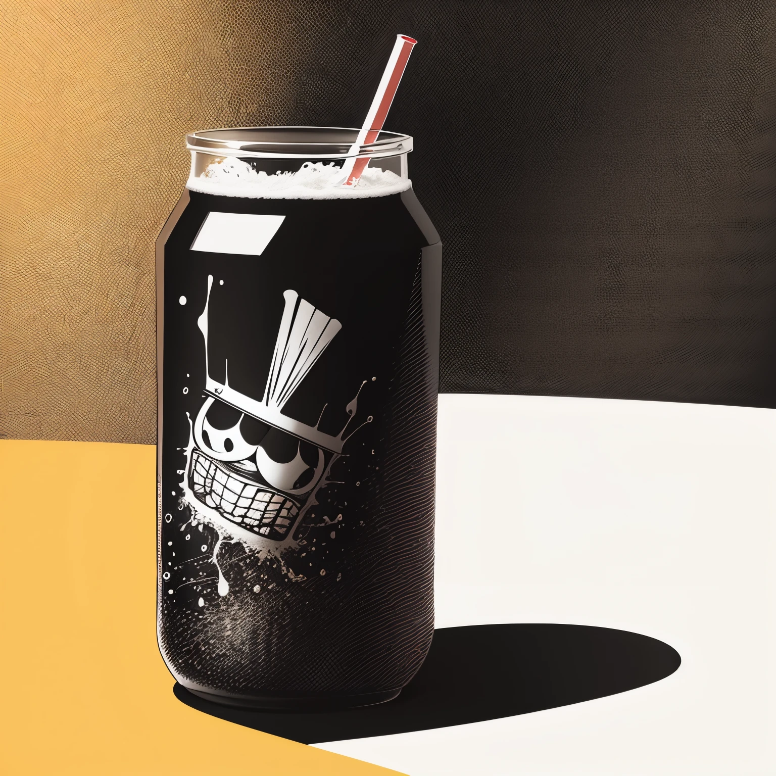 Spongebob drinking coke, vectorial image, design, black and white colors