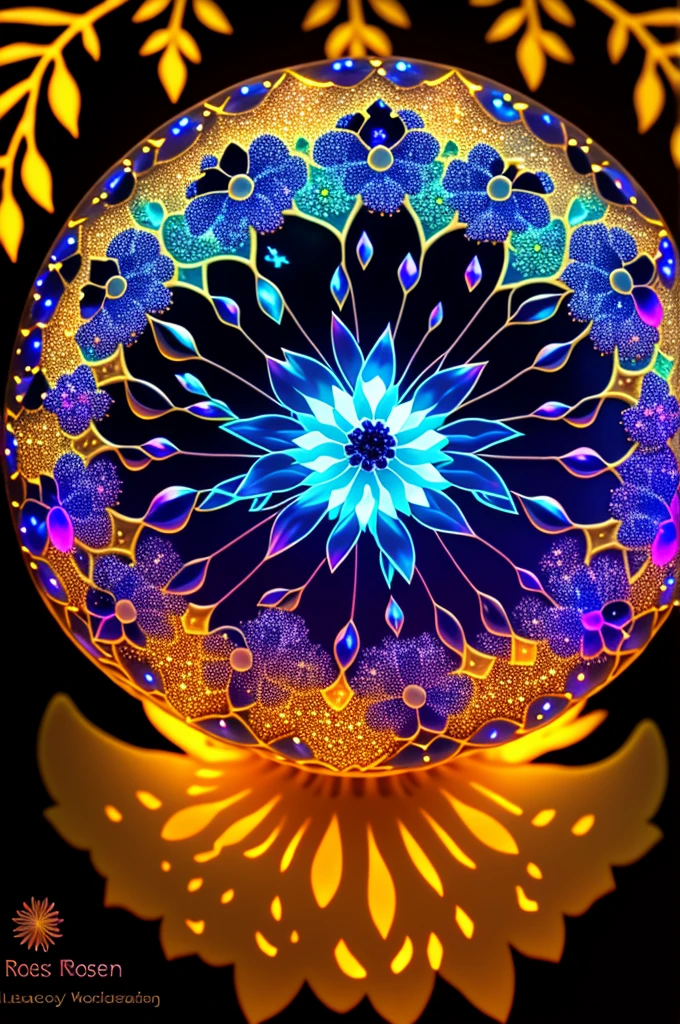 Rosen maiden，（tmasterpiece，best qualtiy），（blacklight UV: 1.8），Strange fungal disease dense forest，Transparent sticky substance，Caustics，crystals，closeup cleavage，Complicated details，darkness's background，Sparkling spores，Rainbow crystals，(darkly)，(rays of black light)，uv