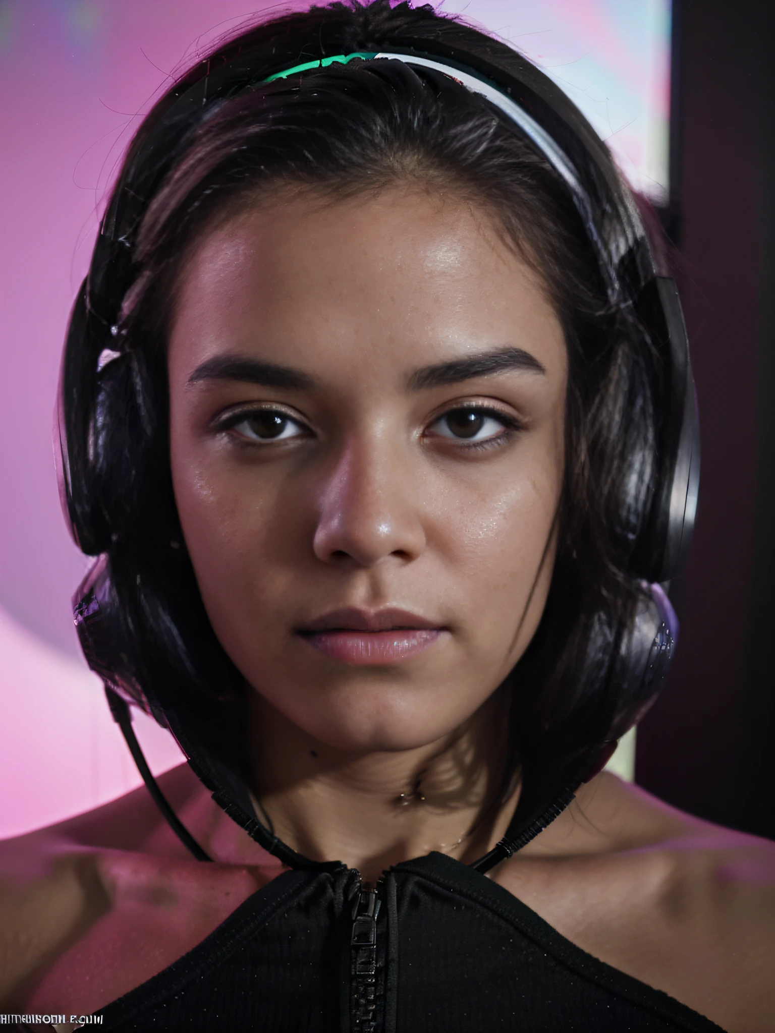 vivid colors, vibrant lighting, detailed facial expression, headphones, mouse and keyboard, futuristic monitor, dynamic poses, intense gaming atmosphere