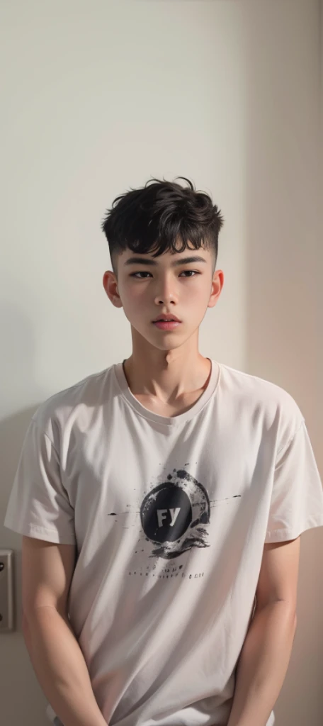 18-year-old boy, tilted head, look,