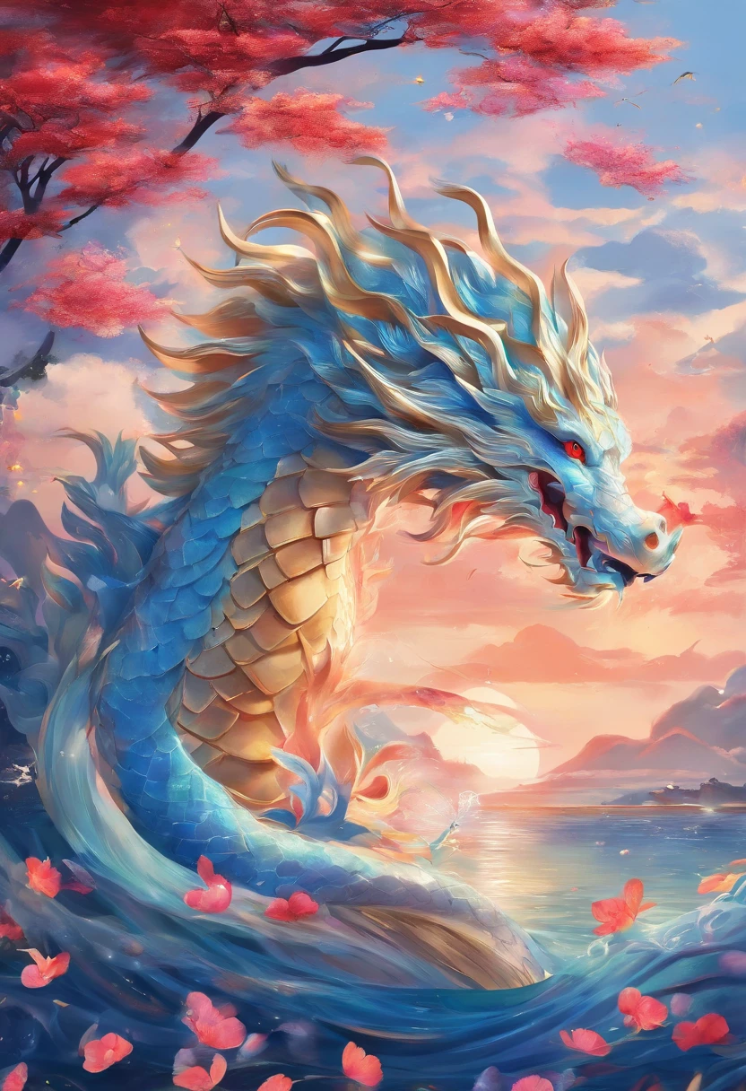 movie picture quality,style of disney animation,A dragon plays games in the sea with a koi carp in its arms,Year of the Dragon IP,glass in sky,Chinese dragon with hat,red colour,depth of fields,to emphasize,Real light,ray traycing,oc rendered,hyper realisitc,Best quality,8K,Works of masters,ultradetailed,Correct anatomy,Eyes in focus,bokeh,Facial features are carefully drawn