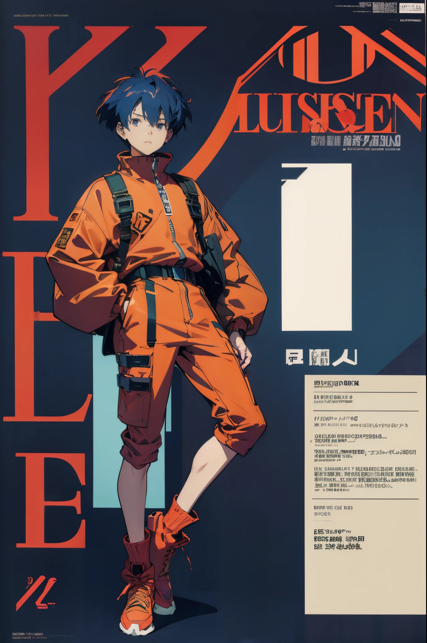 line-art, art book, design sheet, 8k, best quality, design, equipment design, Evangelion, eva, cowboy bebop, geometry, wearing Yeezy fashion, magazine, illustrations