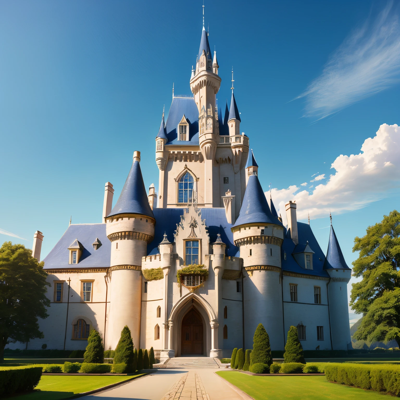 Western-style castle white and blue