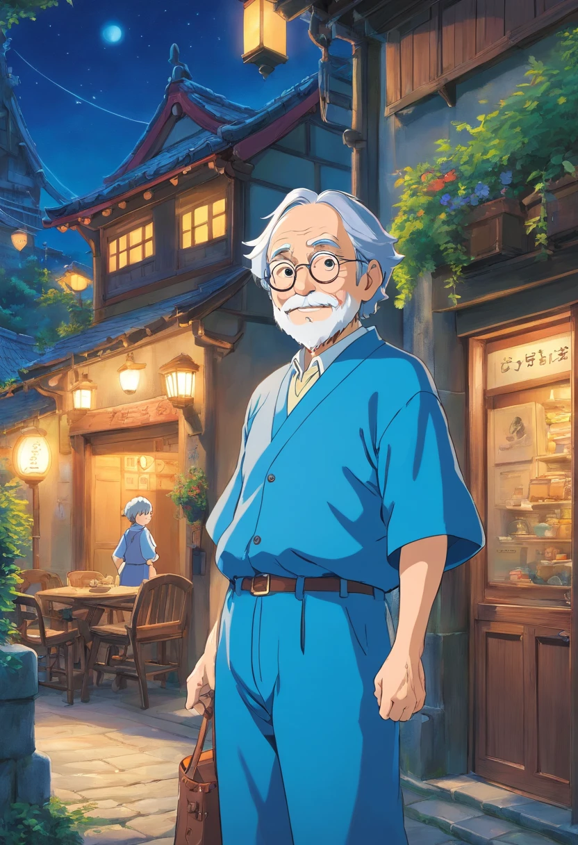 Grandpa,The clothes are blue,