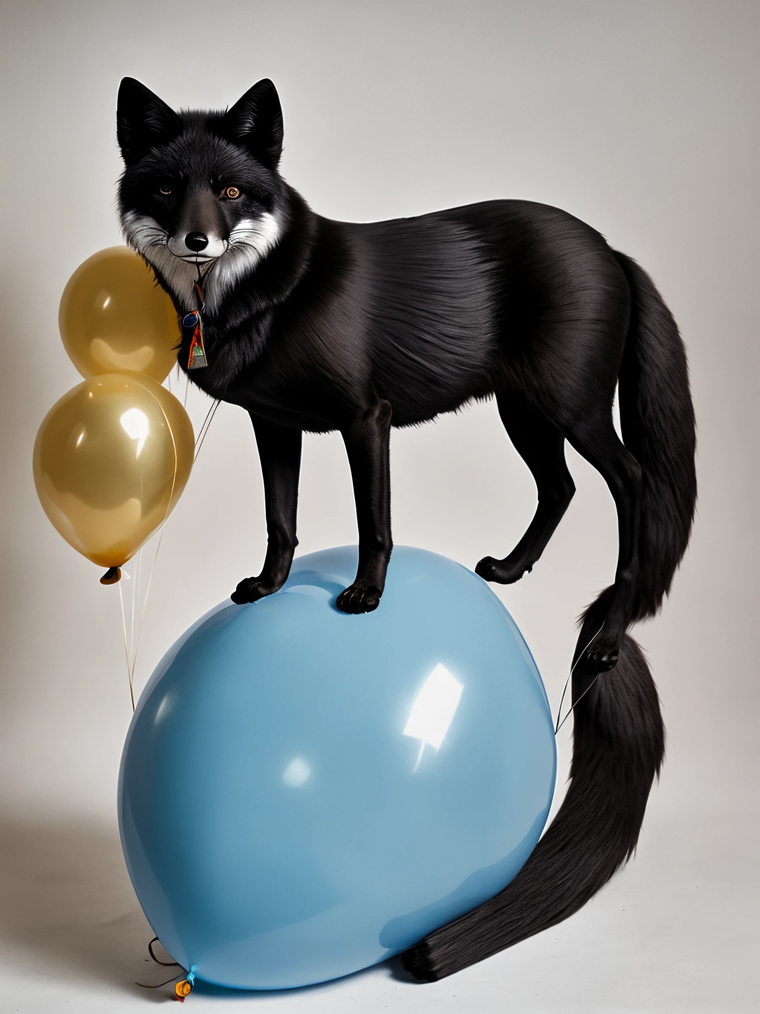 Anthropomorphic black fox balloon animal