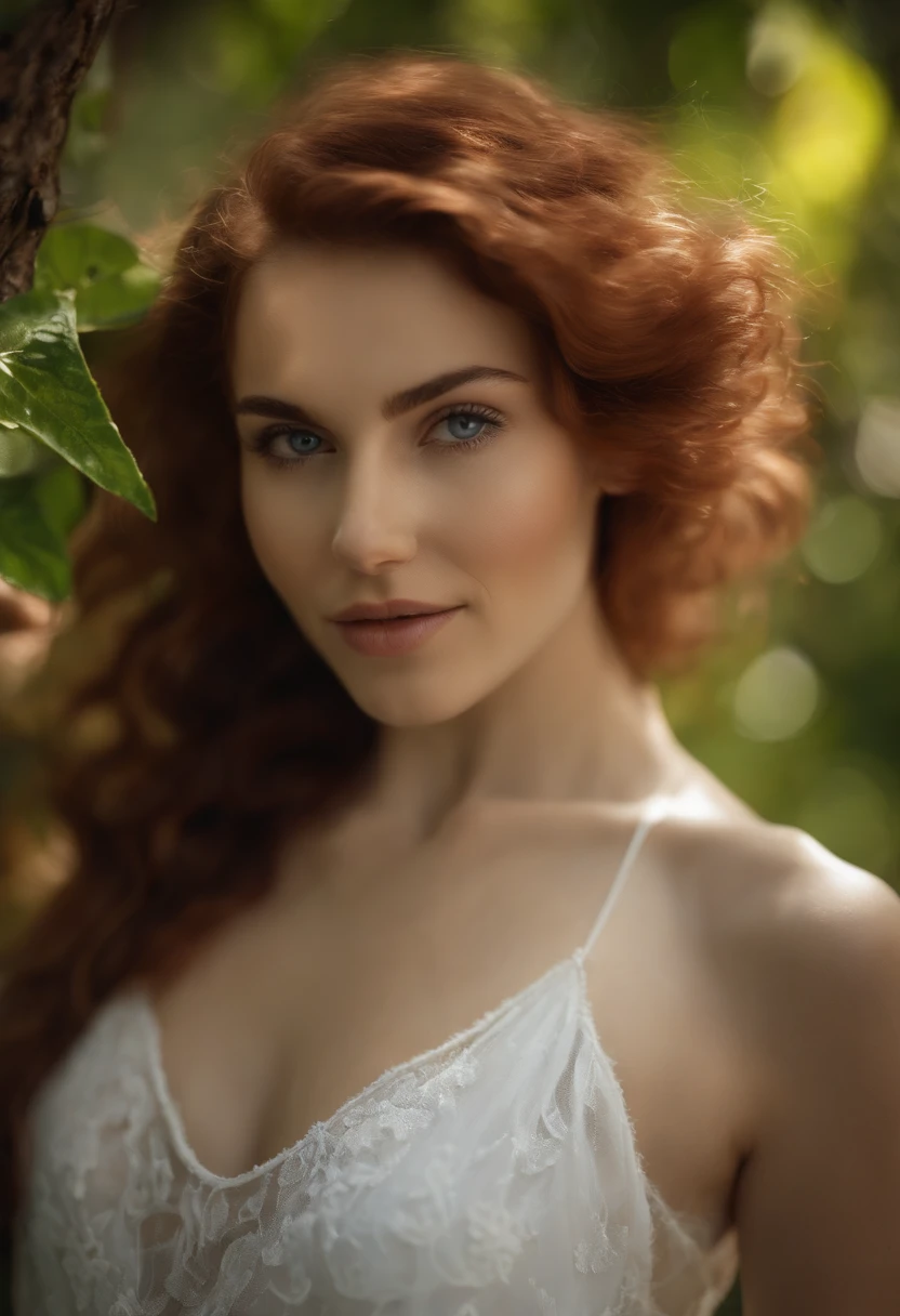 tmasterpiece, (((full-figure))) The whole body is in the frame, (((Amazing light action shots))) (((Beautiful smiling anorexic pale goddess irish woman sitting in greek garden water waterfall)), ((( Silk white flowy dress，Show your body while looking at the camera))) , (((red hair short hair, Small and precise pointer))) moody light, blue hour, blue colors, The is very detailed, dramatic lights, Digital Art Trends on Artstation 8k HD HD Detailed True, Detailed pubic hair, skin texture, ultra - detailed, realistic skin textures, armature, Best quality at best, 超A high resolution, (realisticlying:1.4), A high resolution, Detailed pubic hair, RAW photogr, sharp re, Nikon D850 Film Stock Photo 4 Kodak Portra 400 Camera F1.6 Shots: Rich colors, surreal, realistic textures, dramatic lighting, Unreal Engine is popular on the ArtStation CineStill 800, (((Accurate female anatomy, perfect eyes))) (((500px, fstoppers, photoraelistic.you, Retro punk)))