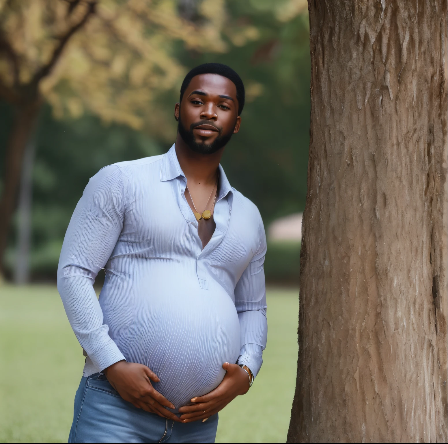 Pregnant black man