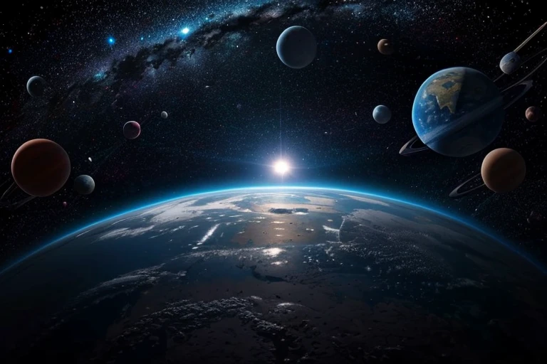 Space seeing earth planet