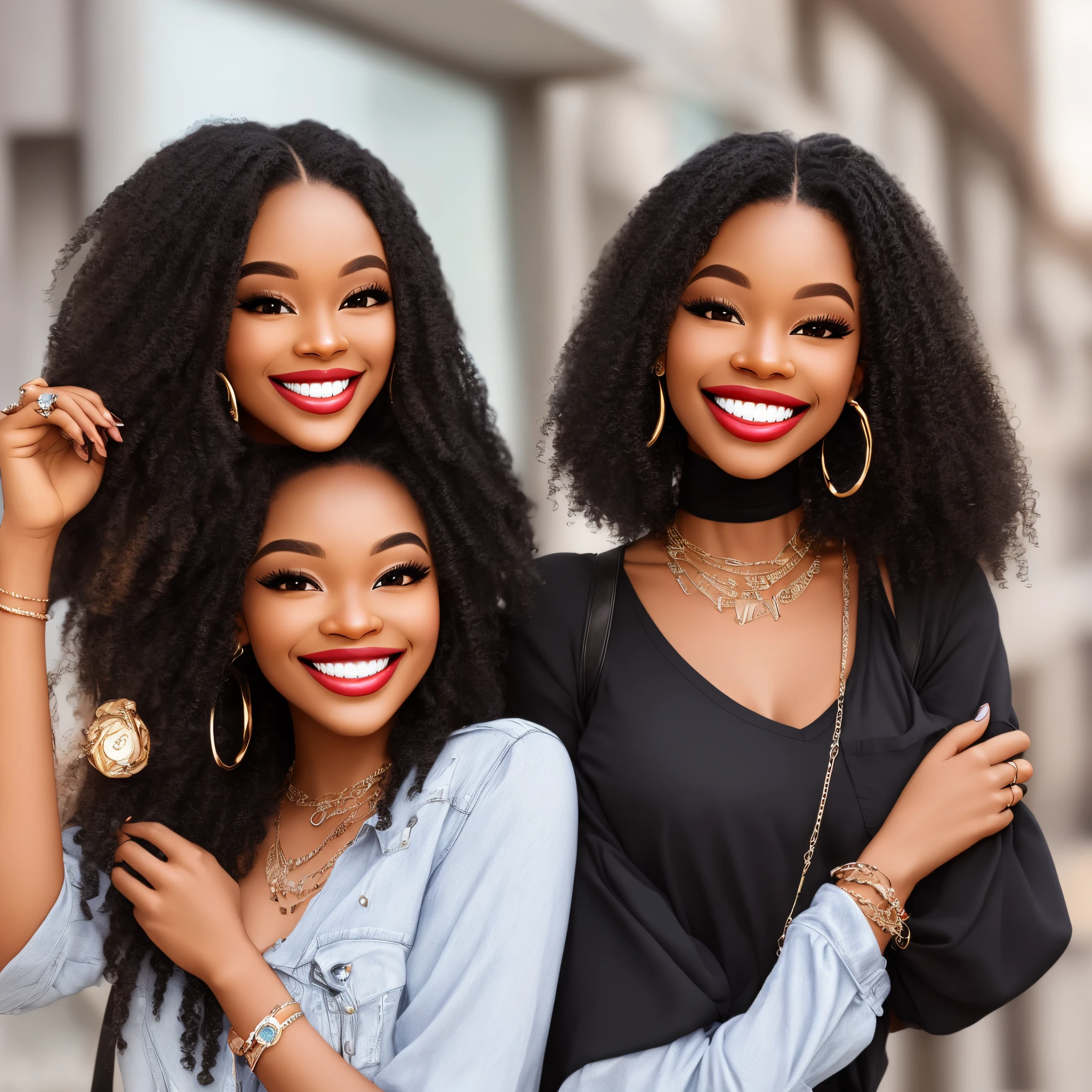 Black women cartoon smile grills teeth bling luxury fancy car pocket book