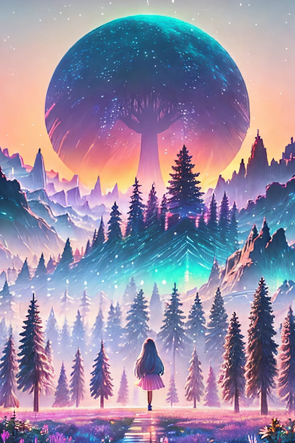 masterpiece, best quality, high quality,extremely detailed CG unity 8k wallpaper, An enchanting and dreamy scene of a fantasy forest, with towering trees, glowing mushrooms, and hidden fairy glens, creating a sense of mystique and enchantment, artstation, digital illustration, intricate, trending, pastel colors, oil paiting, award winning photography, Bokeh, Depth of Field, HDR, bloom, Chromatic Aberration ,Photorealistic,extremely detailed, trending on artstation, trending on CGsociety, Intricate, High Detail, dramatic, art by midjourney