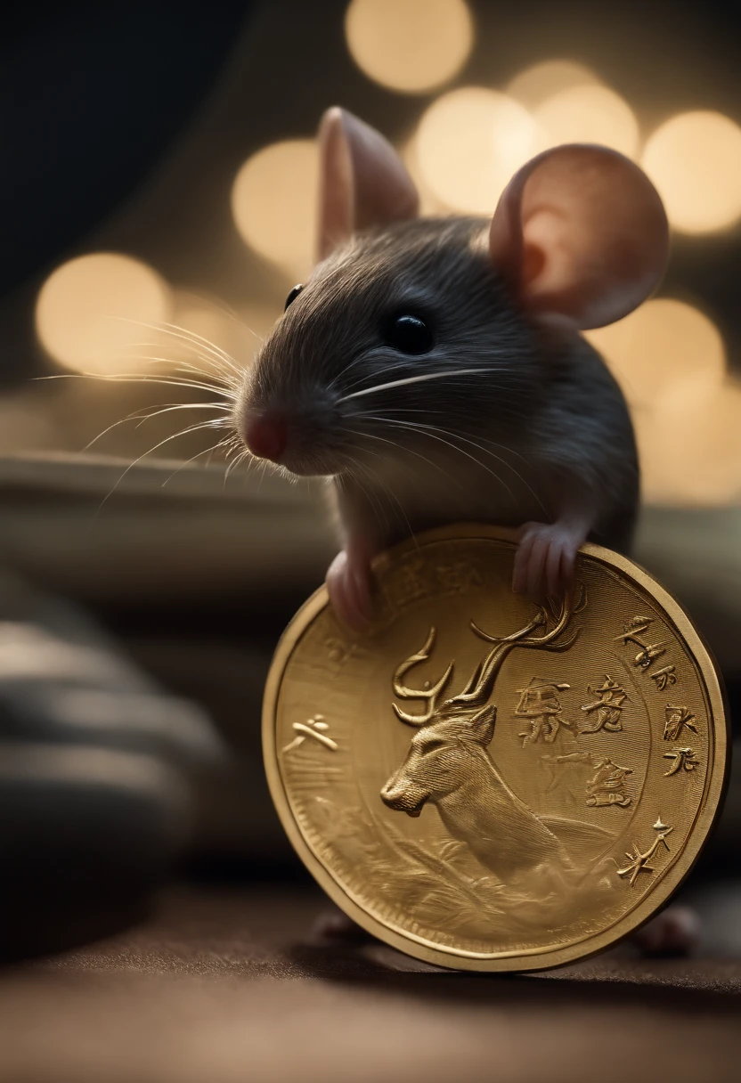 Tokyo Togari Mouse、Masseter muscle film、ultra - detailed、8ｋ、Realistic depiction、Japanese coin size compared to 500 yen.