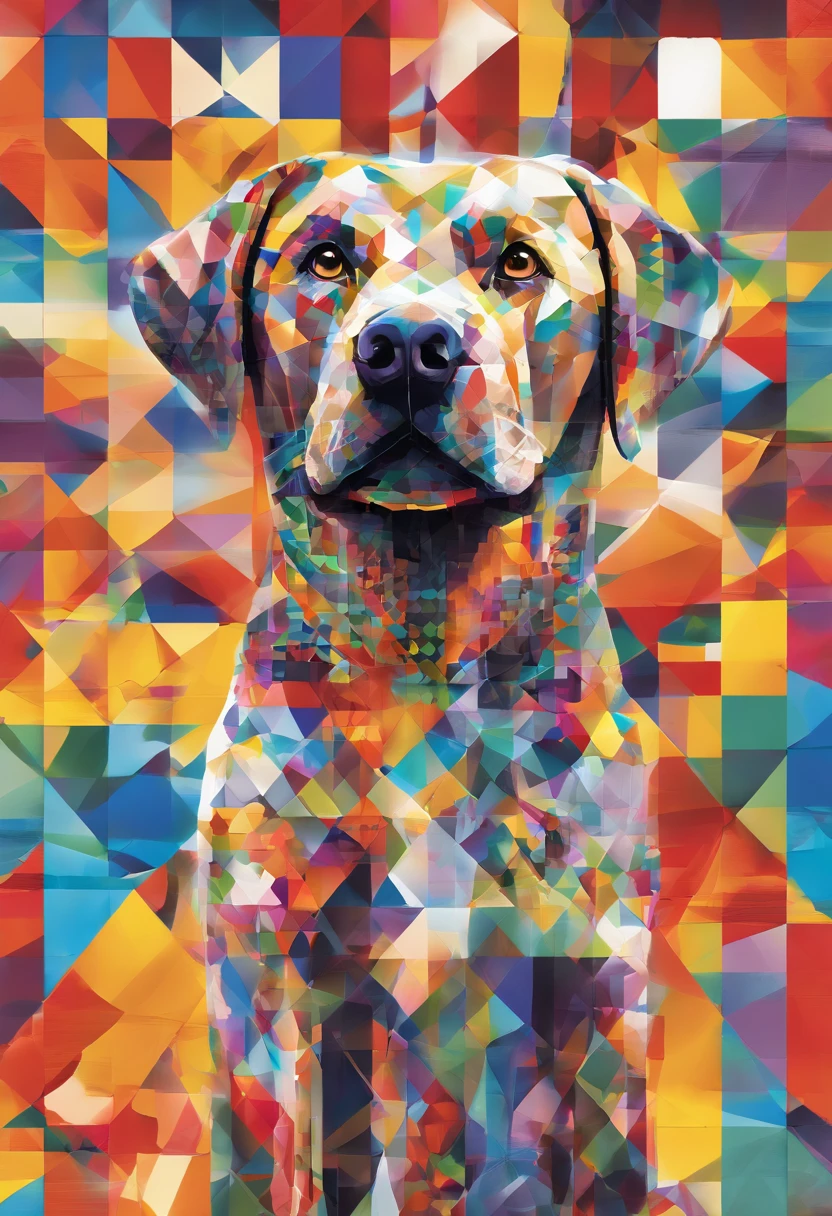 (Labrador retriever ),(Best posture),(best angle), (Better expression), Eduardo Kobra (Eduardo Kobra) Quilting ,Multidimensional Geometric Wall PORTRAIT, Artistically, tchibi,yang08k, the good, dyeing,