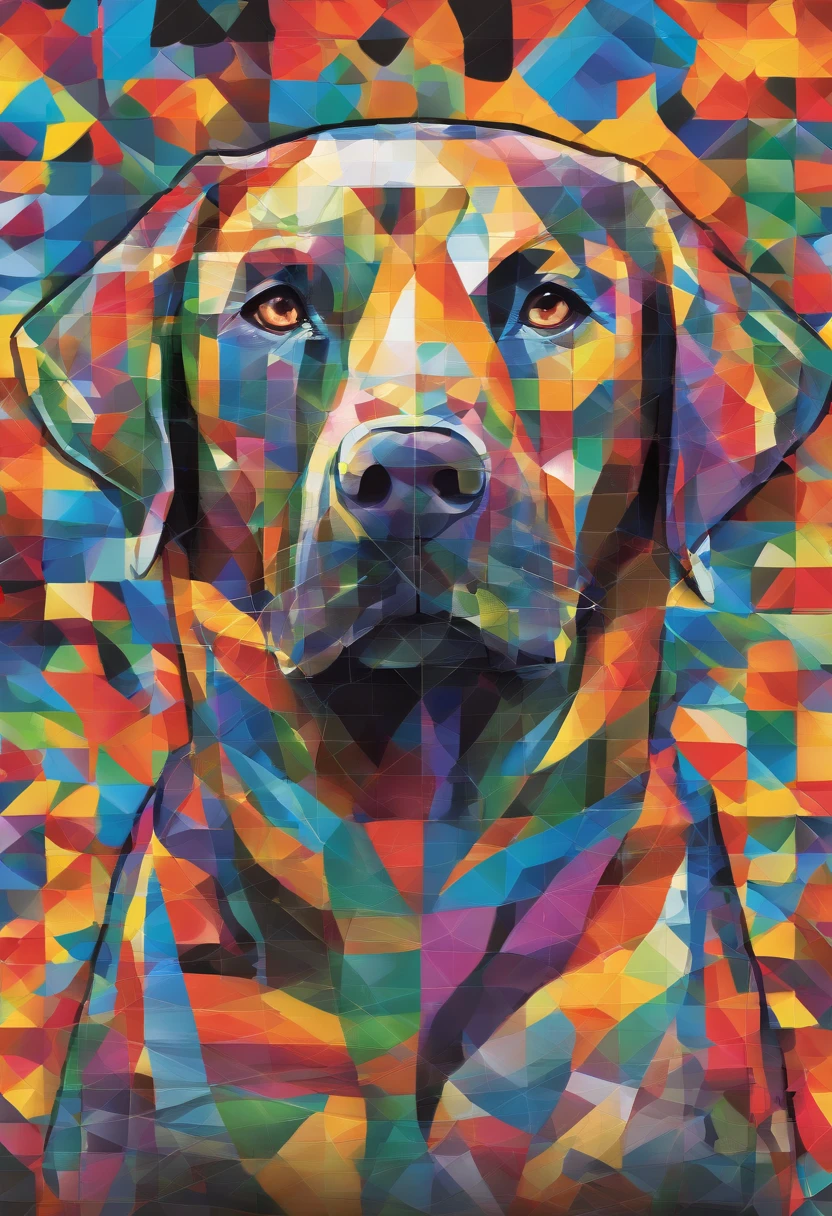(Labrador retriever ),(Best posture),(best angle), (Better expression), Eduardo Kobra (Eduardo Kobra) Quilting ,Multidimensional Geometric Wall PORTRAIT, Artistically, tchibi,yang08k, the good, dyeing,