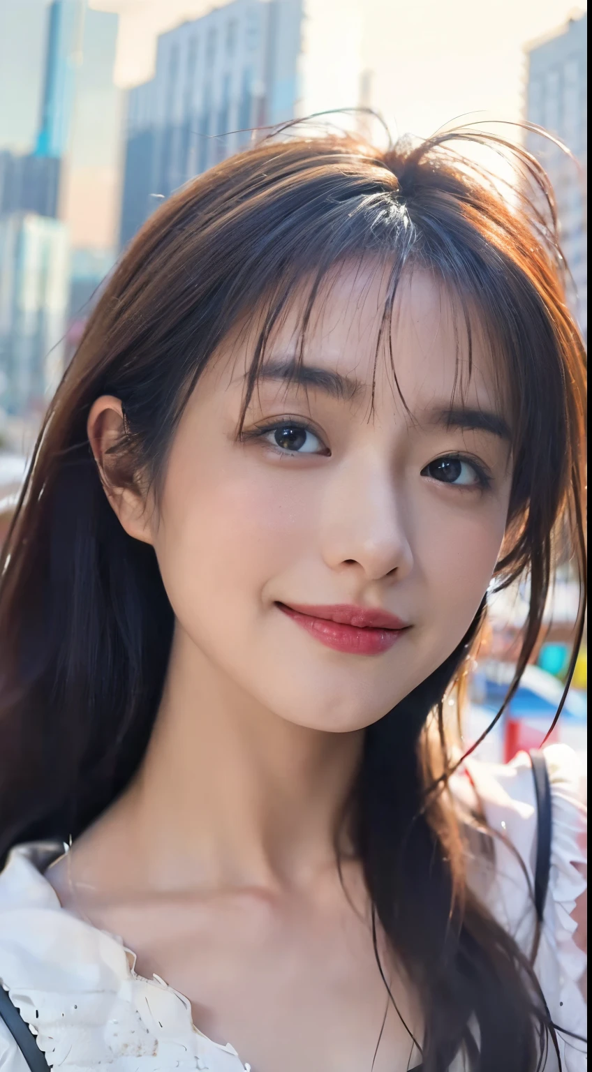 Super Smile, Random Pose, mix4, (8K, RAW photo, top quality, masterpiece: 1.2), (realistic, photorealistic: 1.37), 1 girl, cute, cityscape, night, rain, wet, professional lighting, photon mapping, radiosity, physically based rendering, gradient brunette hair, short curly, handsome, girly, white ball set, excellent image quality(High Definition), 1080p, (Clear Face), (Detailed Facial Description), (Detailed Hand Description), (Masterpiece), (Exquisite CG), Extreme Light and Shadow, disheveled Hair, Masterpiece, Rich Detail, (Exquisite Facial Features), (Best Image Quality), (Masterpiece), (Eye for Detail), Looking Eyes, Delicate Clavicle