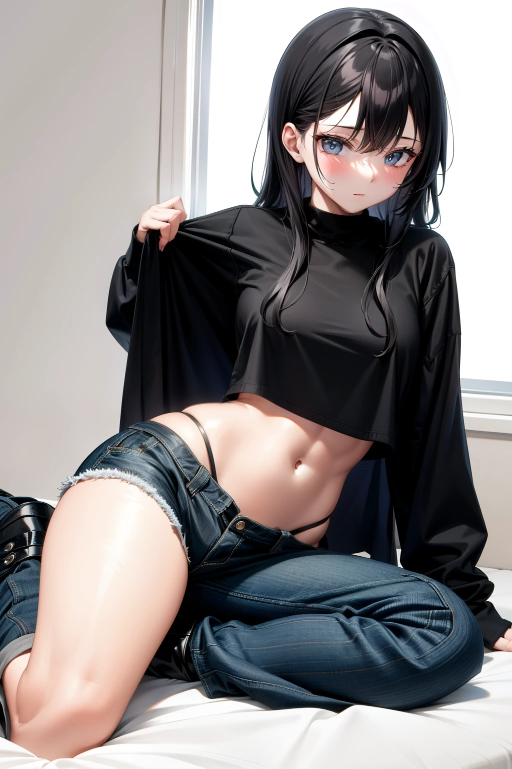 cute girl, She wears loose black clothes, adult girl, sexy body, sexy, sex,