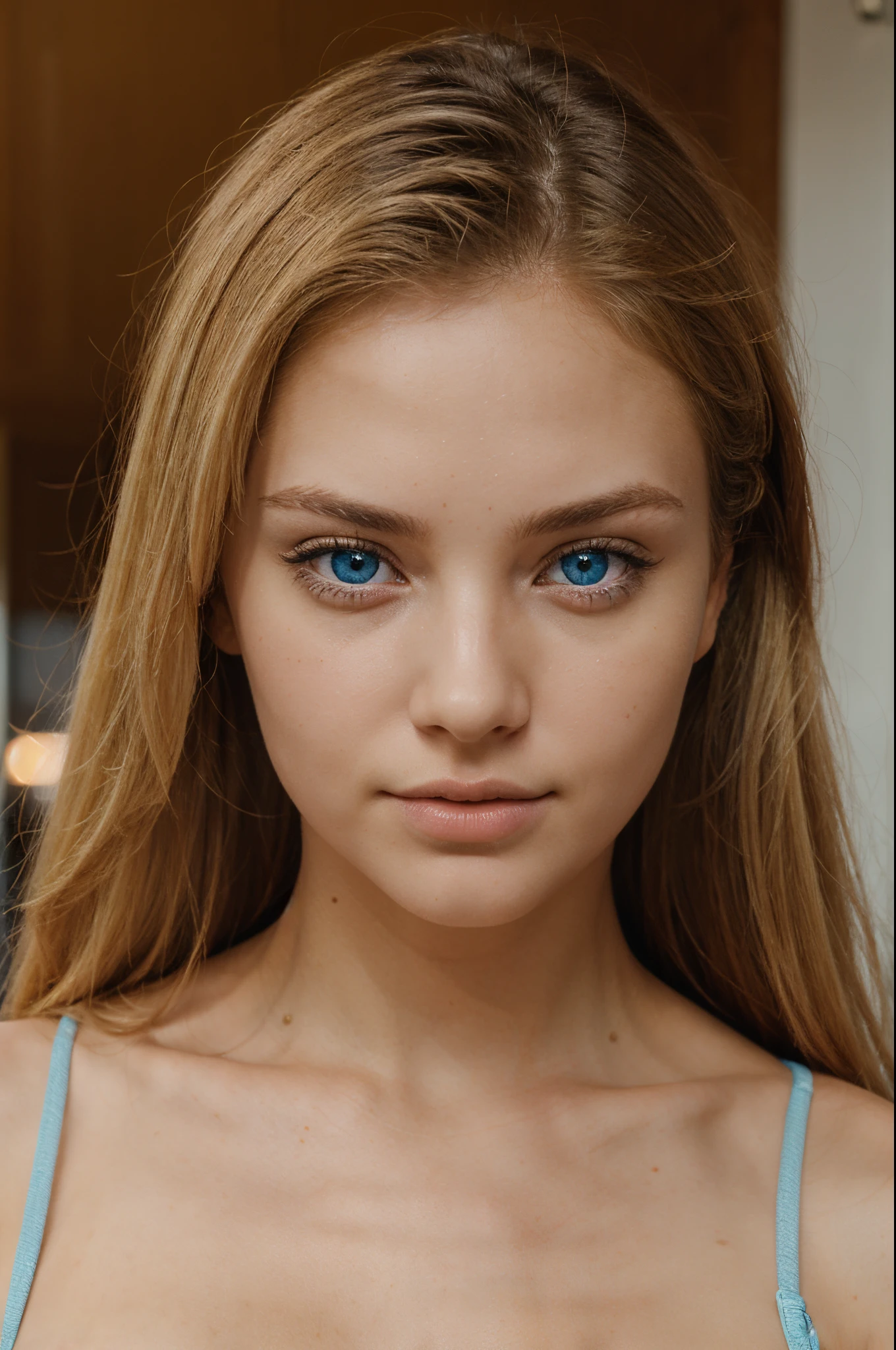 Frontal photo，k hd，Foreign women，blonde with blue eyes