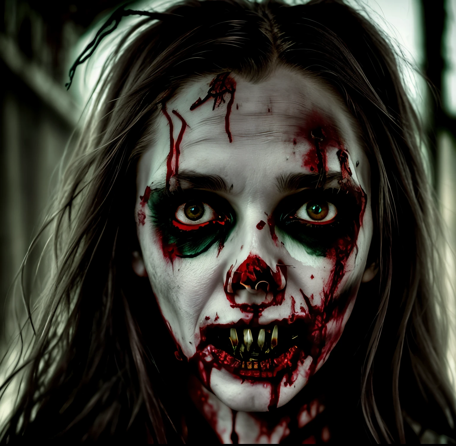 a close up of a person with a bloody face and long hair, hauntingly beautiful zombie, zombie with white eyes, beautiful zombie, zombie face, evil zombie, evil dead face, portrait of a zombie, scary look, undead facial features, zombie, zombie's, zombified, zombie in horror concept art, scary face, horrifying grin. horror a close up of a person with a bloody face and long hair, hauntingly beautiful zombie, zombie with white eyes, beautiful zombie, zombie face, evil zombie, evil dead face, portrait of a zombie, scary look, undead facial features, zombie, zombie's, zombified, zombie in horror concept art, scary face, horrifying grin. horror