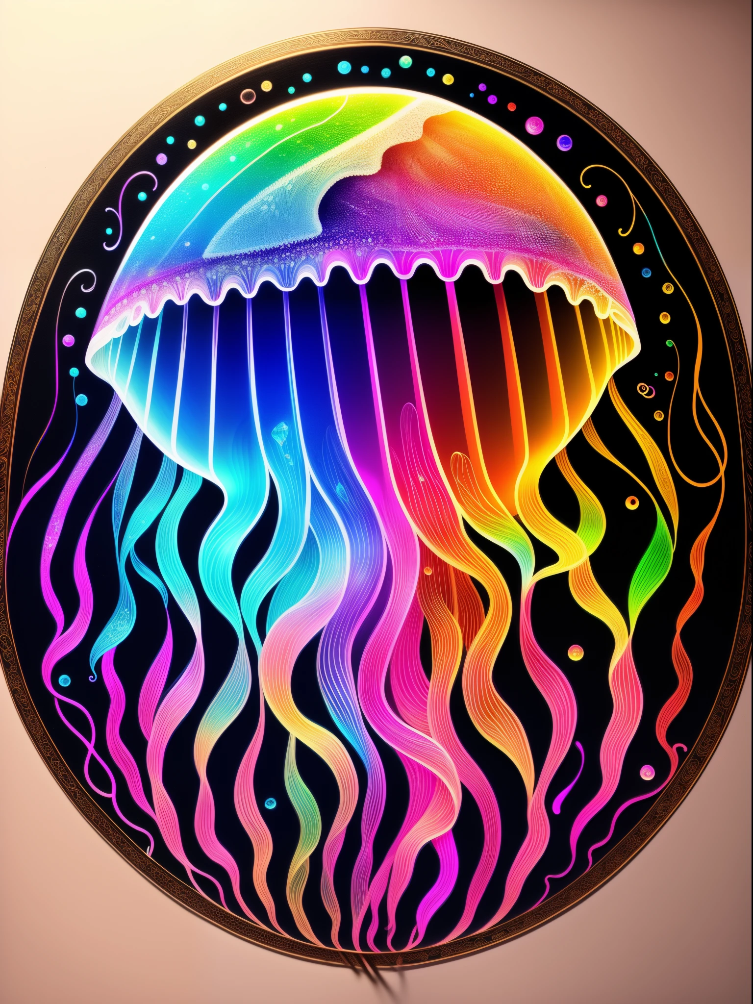 Colorful jellyfish drawing isolated on black background,, stunning render, in spoke connection, Inspired by Kinuko Y. commerce,, Magical elements, , pleura, It was beautiful, Cast a colorful spell, Bright flash, glittery