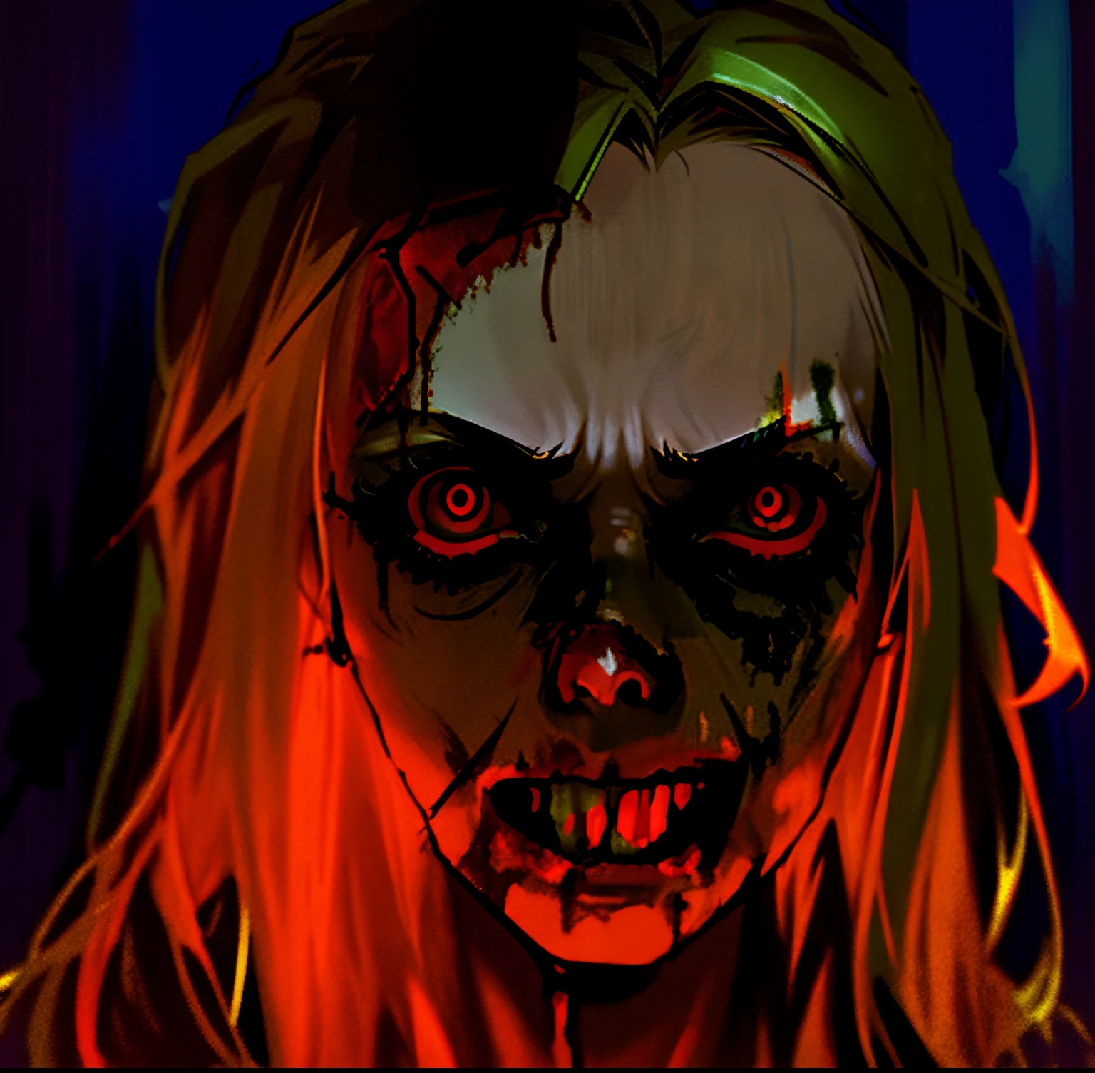 a close up of a person with a bloody face and long hair, hauntingly beautiful zombie, zombie with white eyes, beautiful zombie, zombie face, evil zombie, evil dead face, portrait of a zombie, scary look, undead facial features, zombie, zombie's, zombified, zombie in horror concept art, scary face, horrifying grin. horror a close up of a person with a bloody face and long hair, hauntingly beautiful zombie, zombie with white eyes, beautiful zombie, zombie face, evil zombie, evil dead face, portrait of a zombie, scary look, undead facial features, zombie, zombie's, zombified, zombie in horror concept art, scary face, horrifying grin. horror