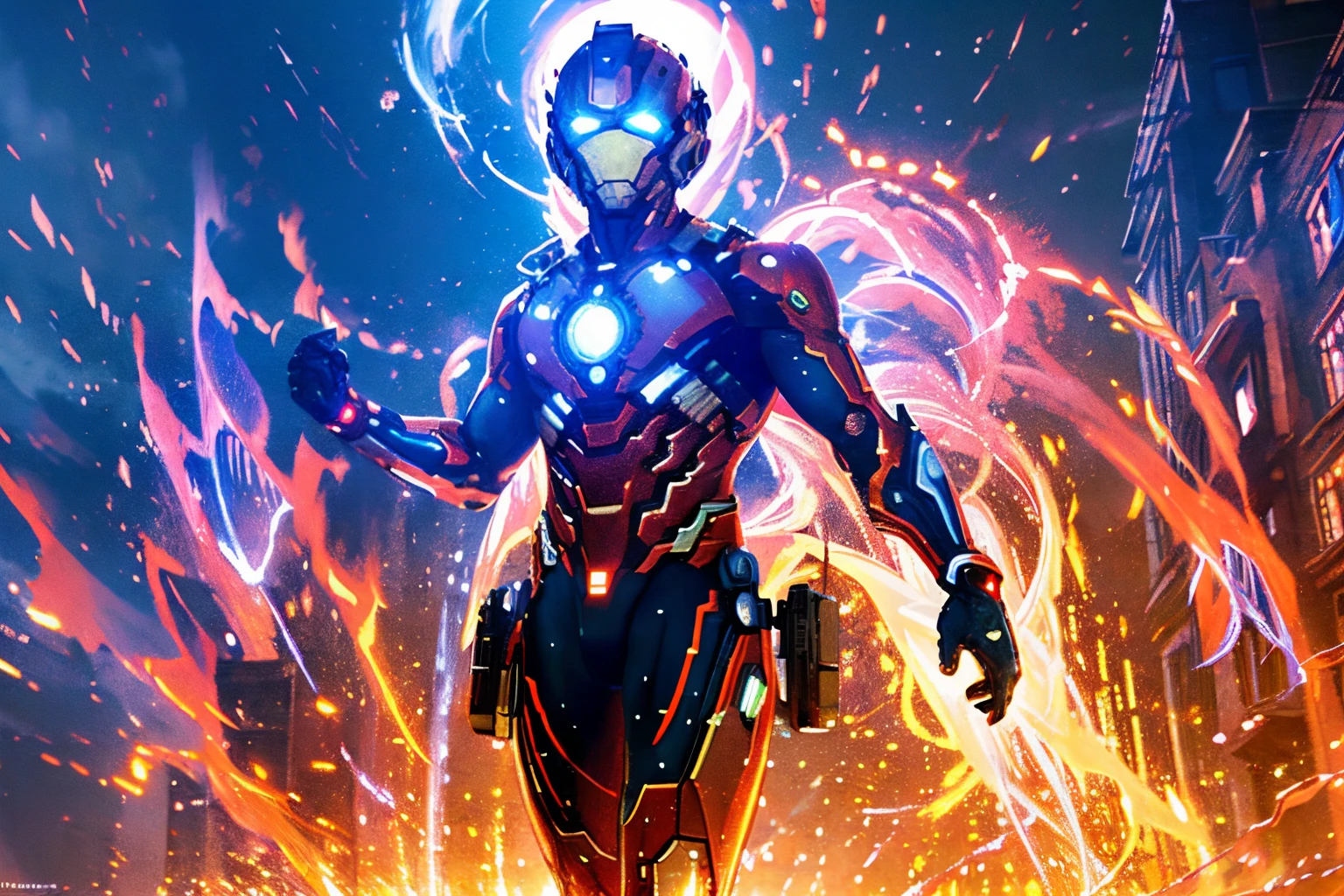 best quality,4k,highres,masterpiece:1.2,ultra-detailed,physically-based rendering,professional,vivid colors,bokeh,HDR,UHD,studio lighting,realistic,photorealistic:1.37,ironman,superhero,man,tech suit,advanced armor,glowing arc reactor,red and gold colors,sleek design,flying in the sky,explosions in the background,high-tech gadgets,action-packed scene,powerful and confident,heroic pose, intense atmosphere