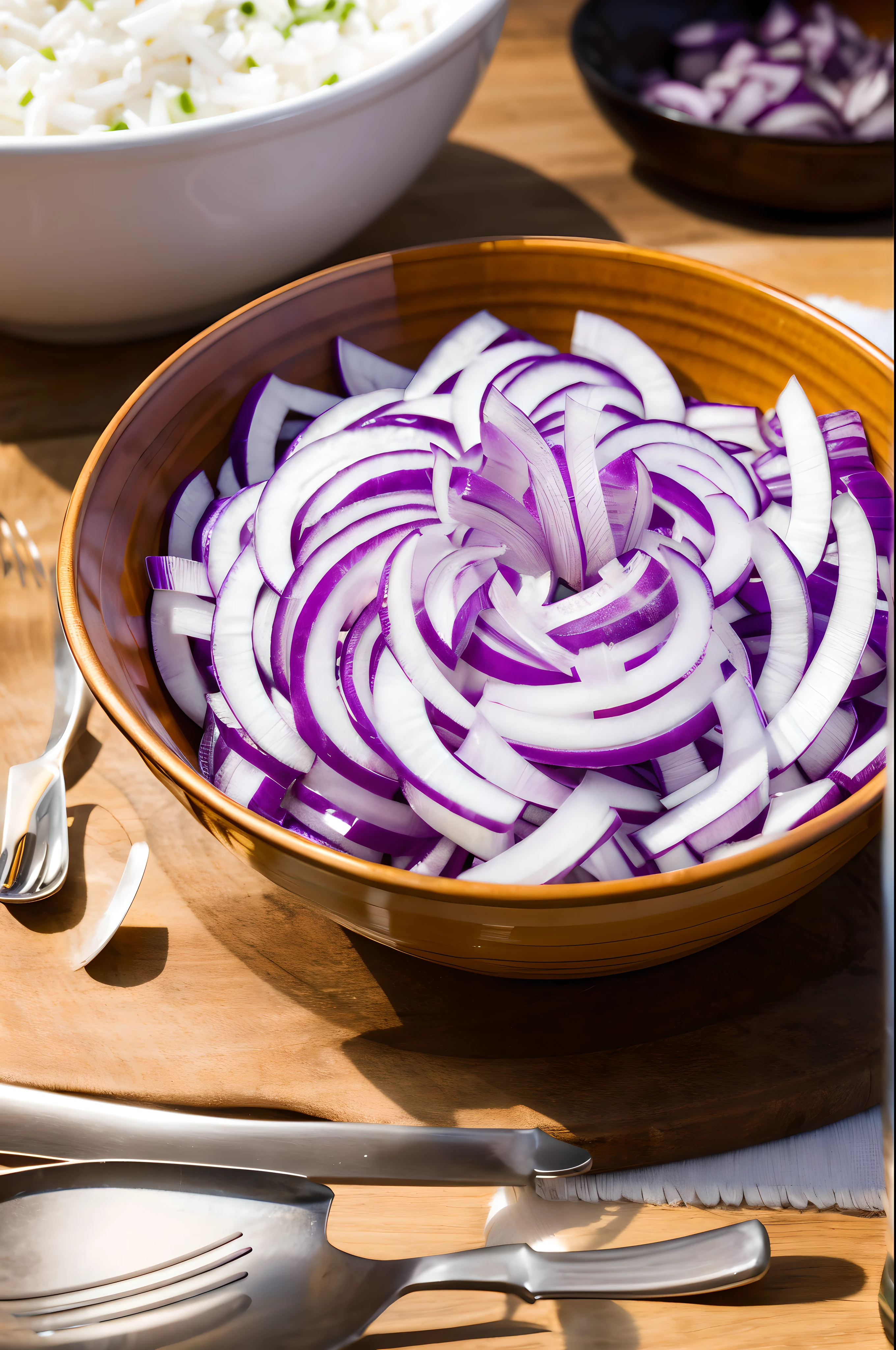 （Best quality at best，8K，tmasterpiece：1.3），without humans，clear glass bowl，There are some purple onion slices in it, Dice onion,（minced onions：1.2）, （thin onions：1.2）, blend, de tarhepodroso, intense detail, on the white background, Clear detail, professional,（hyper realisitc：1.3）