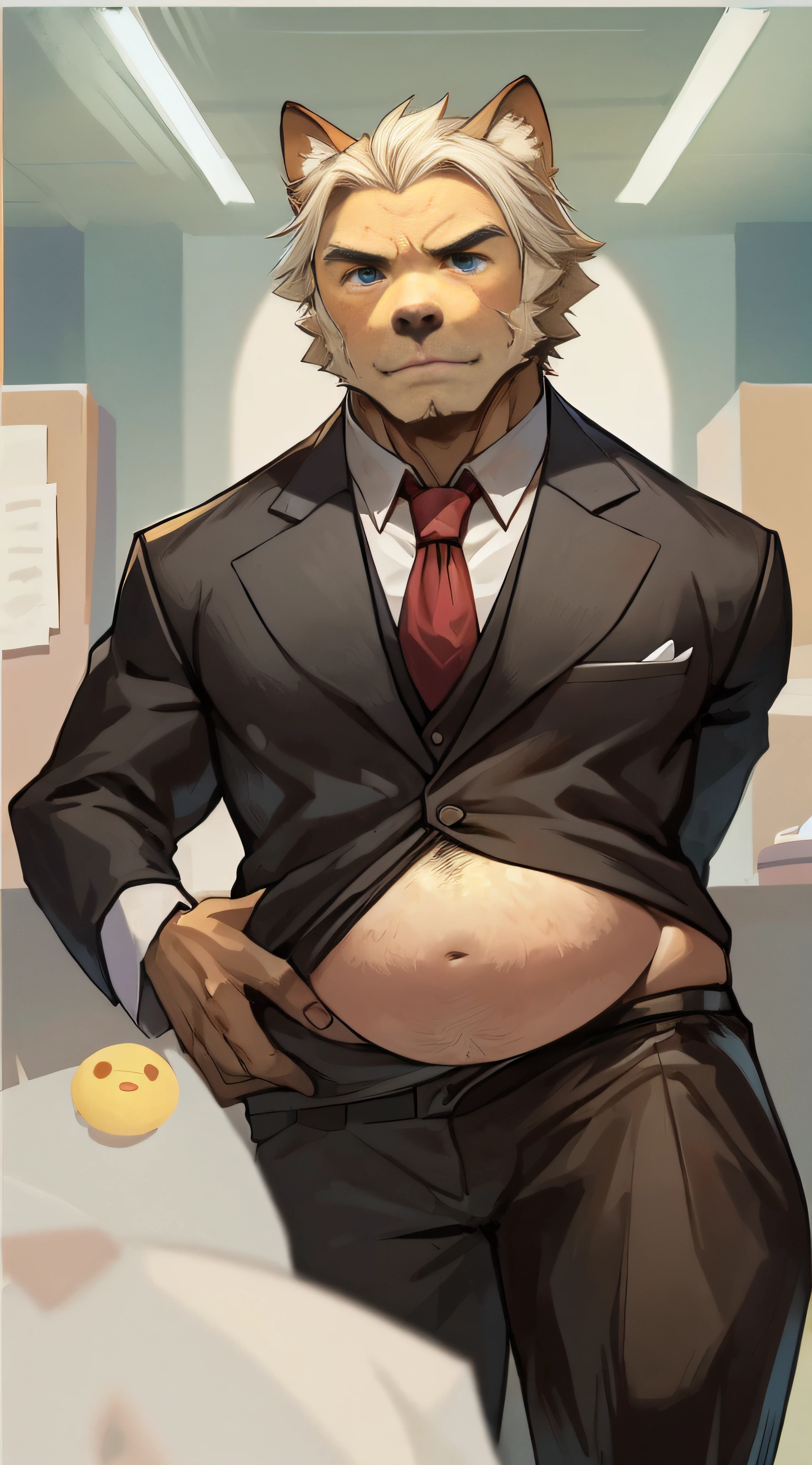 Deformed、1 male、Business suits、Uncle、Round face、Round belly