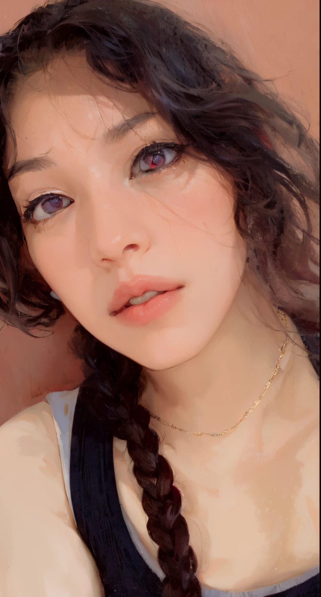 (absurdres, highres, ultra detailed), 1woman, mature female, aged up, wavy long hair, dark brown hair, pink eyes, bangs, long sleeves, finely detailed eyes and detailed face, extremely detailed CG unity 8k wallpaper, intricate details, portrait, (bloody scars:0.7), looking down, solo, upper body, detailed background, determined expression, assassins creed,  assassin, hidden wrist-blade, black rugged  assassin clothes, hood, capelet,  small knives,  revolutionary, dynamic pose,  caribbean island setting, golden age of piracy, closed gate in background, dust, , portrait, wind swirling