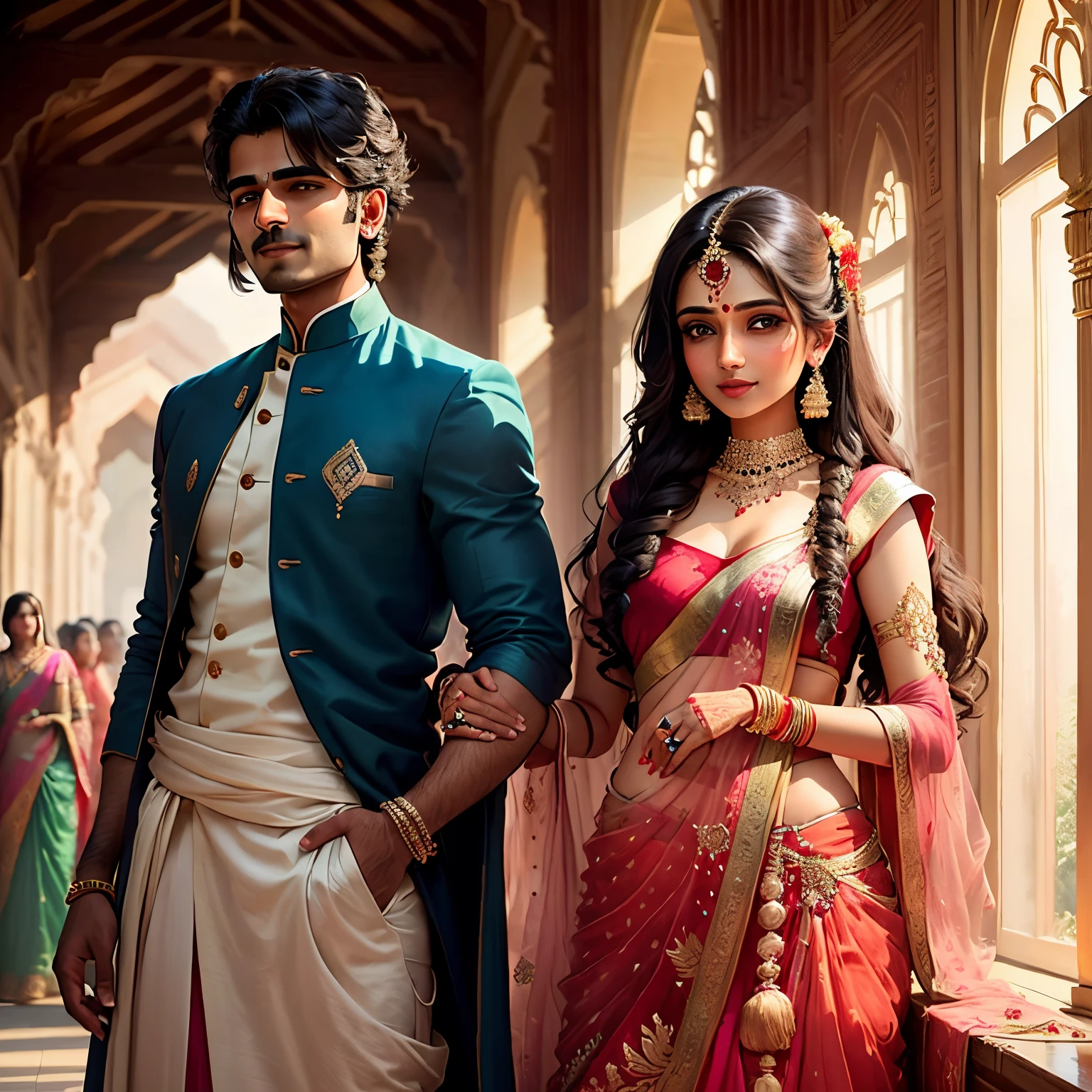 Realistic, High quality, south Indian Couple ,4k resolution, Rich colour , beautiful background