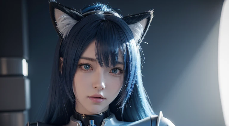 A blue-haired、Close-up of woman with cat ears, Cute robot girl, Very detailed artistic germ, 3D rendering character art 8k, portrait anime space cadet girl, Most models | Art germ, Art germ ; 3d unreal engine, Portrait of the Arcane Hex, Zodiac Girl Knight Portrait, 8K high quality detail art