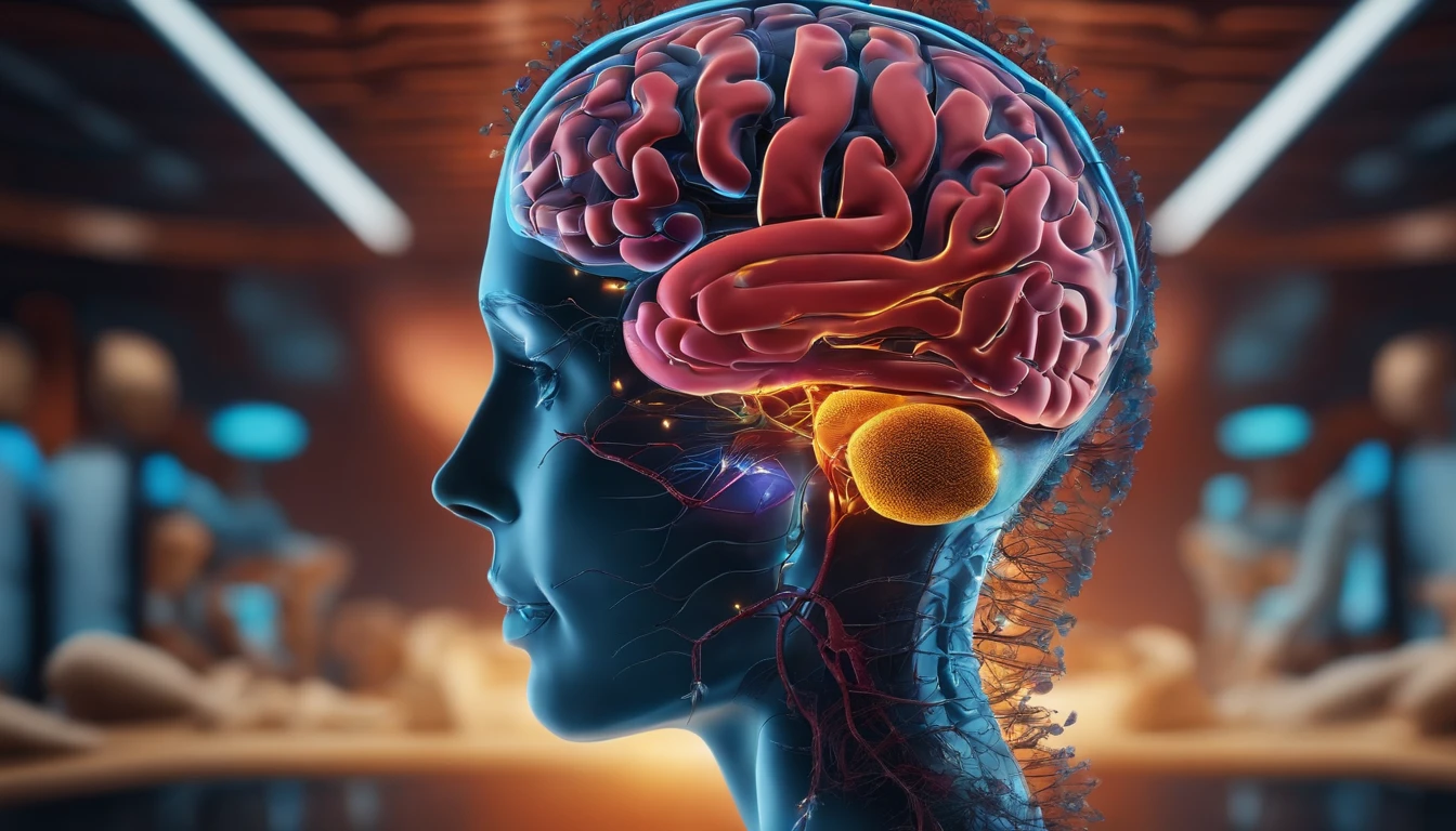 um cerebro em forma de humano fazendo academia levantando peso