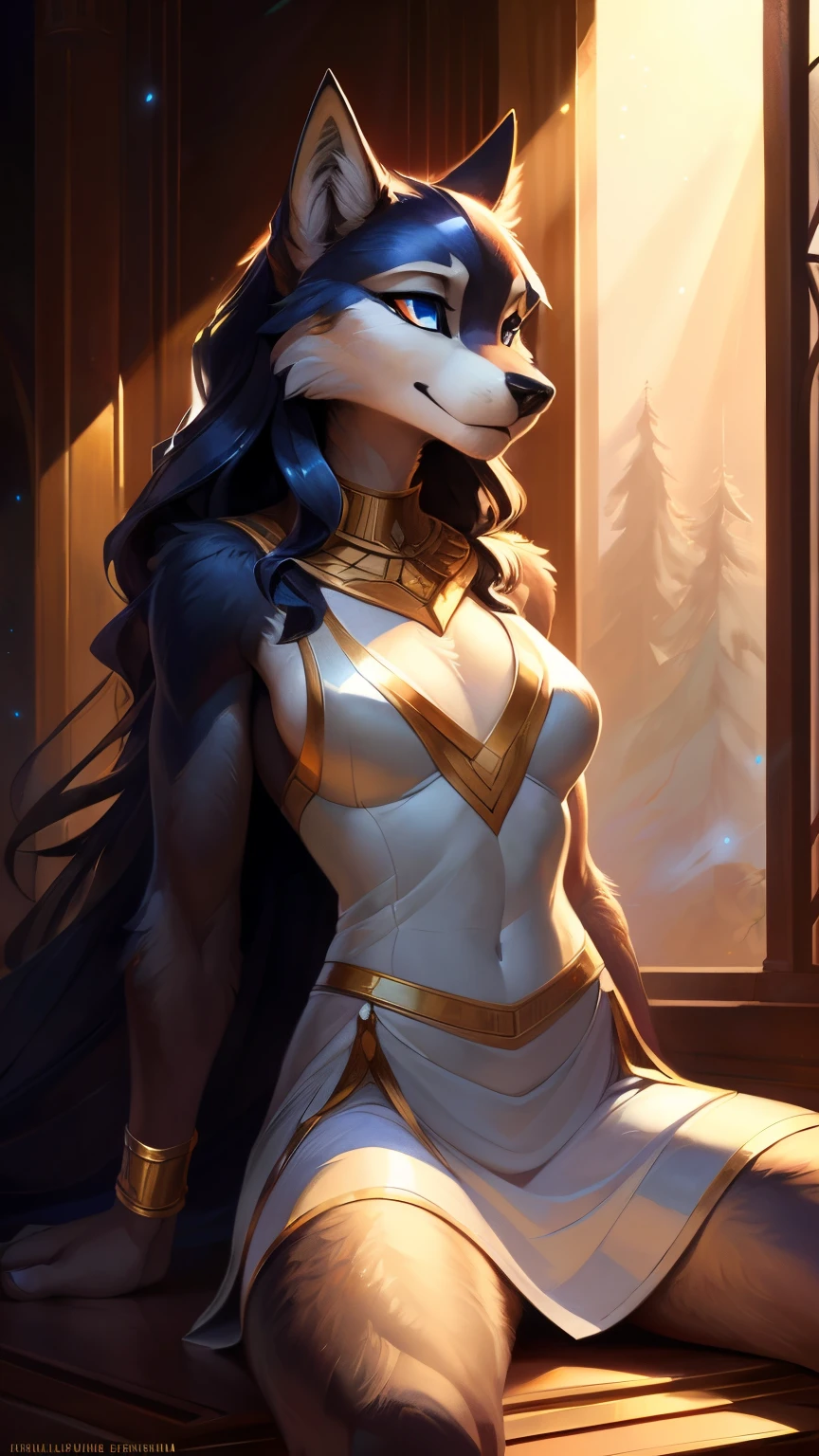 Athena but as a furry wolf girl, uploaded on e621, by Pixelsketcher, by Bayard Wu, by Thomas Benjamin Kennington , by Einshelm, solo anthro, (( Portrait)), BREAK, (detailed Bonifasko lighting), natural goddess, (Detailed fur), (detailed skin), BREAK, ((facing viewer with legs spread)), (Cinematic lighting), ((Detailed background)), (half body shadow), [Backlighting], [crepuscular ray], [Detailed ambient light], (higher wildlife feral detail), [sharp-focus], (shaded), ((Masterpiece), long wavy hair, fit body, Fluffy wolf, Wavethesallow Face, furry fantasy art, anthro art, commission for high res, Furry art, pov furry art, Sakimichan is beautiful, perfect eyes, toned abbs, Masterpiece, Best Quality, Detailed image, Bright colors, Detailed Face, perfect  lighting, Perfect shadows, Perfect eyes, focus on girl, Hourglass body, shiny body, legs focus, Ears last year, wolf Girl, Fluffy, fluffy woman, Body fur, Animal nose, muzzle, two-toned fur, (Best Quality:1.2), (illustartion:1.2), (Cinematic lighting:1.3), Detailed fur, wearing feminine ancient greek bronze snd white attire, Greek attire, Athena’s clothes, feminine Greek dress