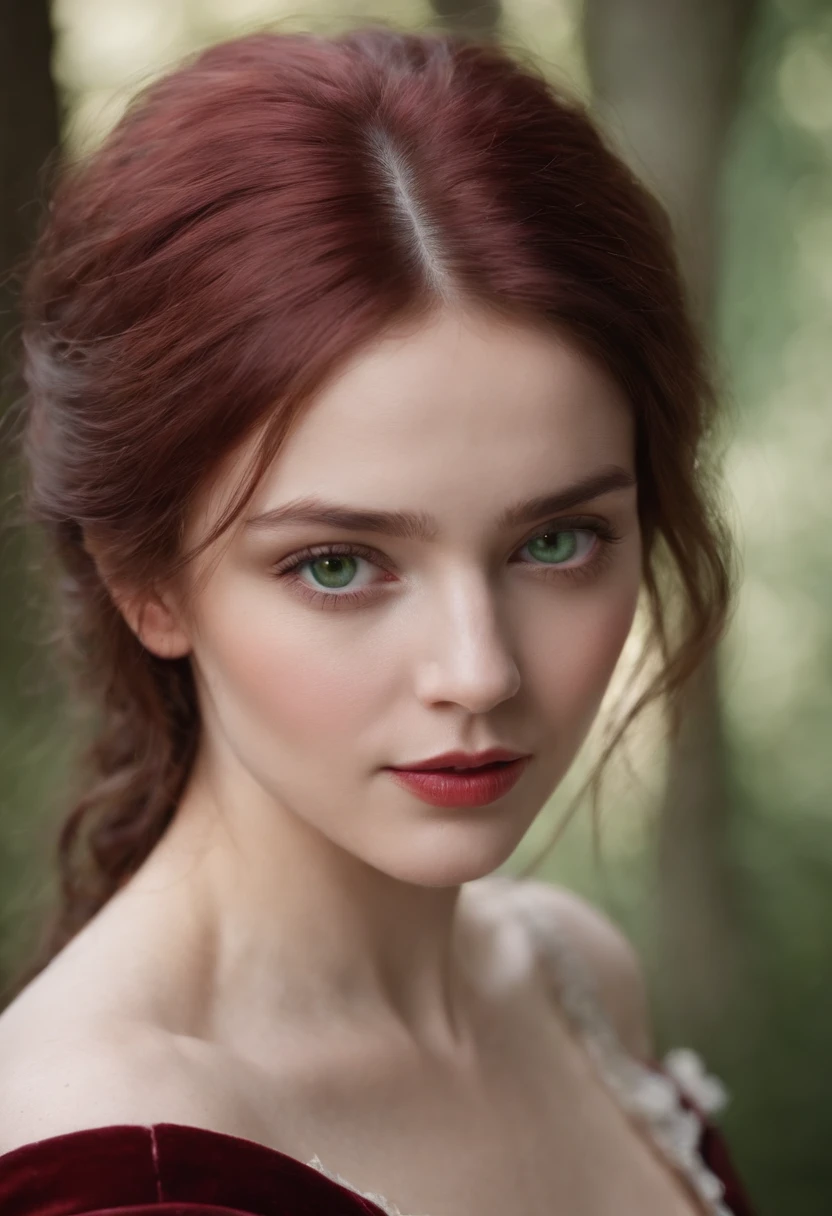 (((A deep reddish scar runs across her left cheek))) light skinned, Women around 19 years old, Natural gray hair, Distinctive green eyes, Wearing Cole, slender and graceful,, Beautiful, Candlelight in medieval atmosphere, Ultra Sharp Focus, realistic shot, Women's clothing in the Middle Ages, Tetradic color (Scar:1.4)